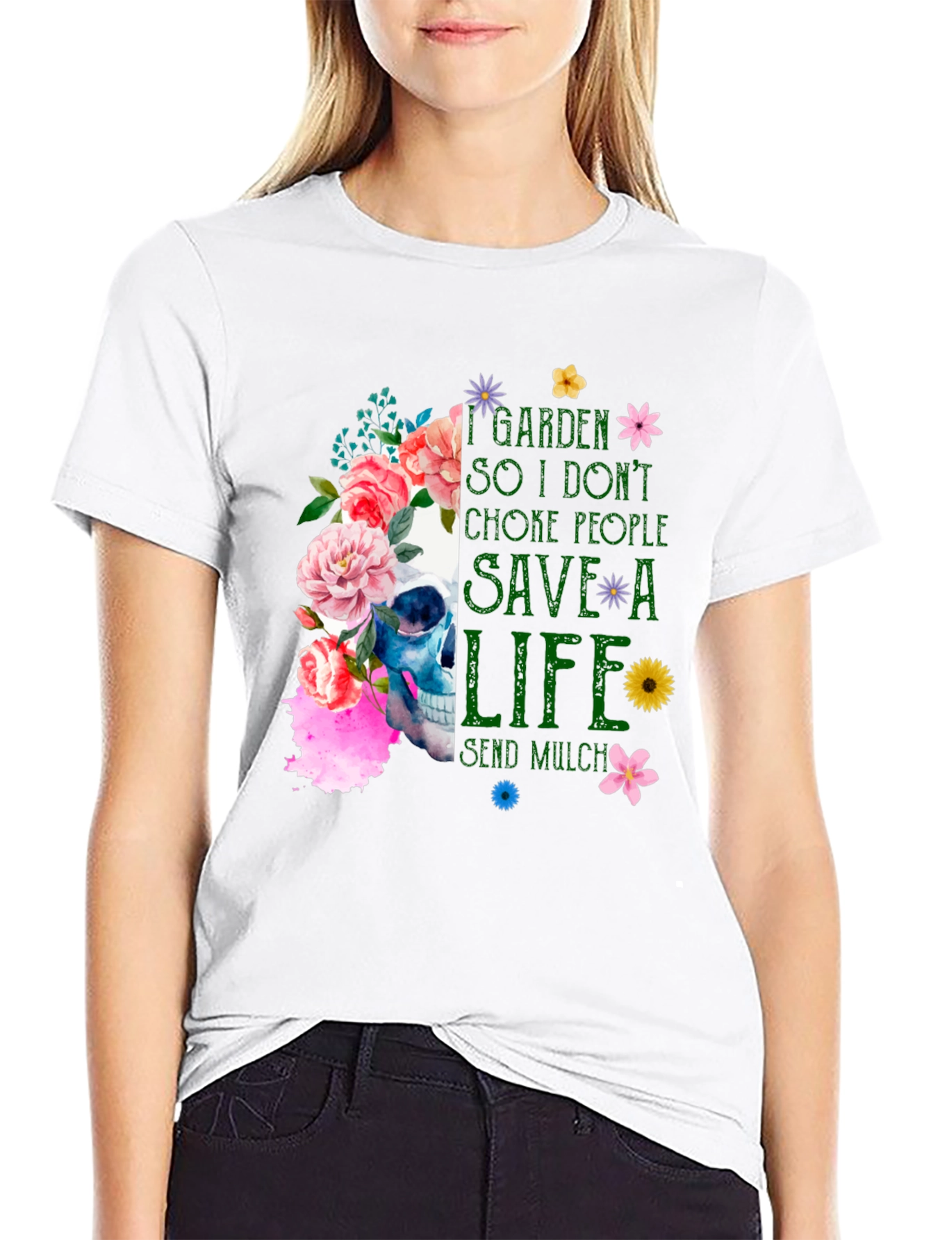 Floral Skull Gardening T-Shirt