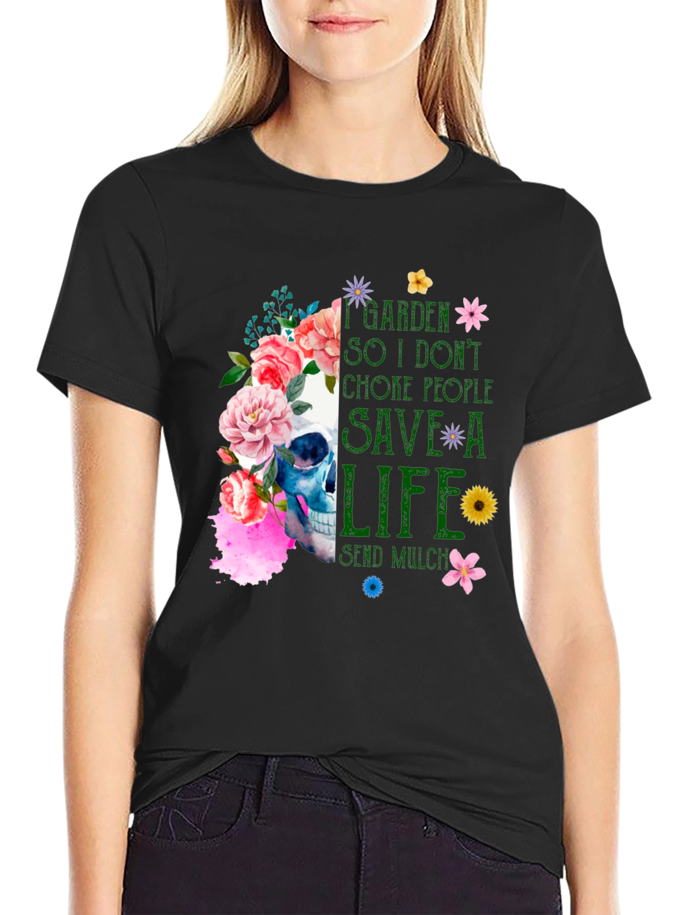 Floral Skull Gardening T-Shirt