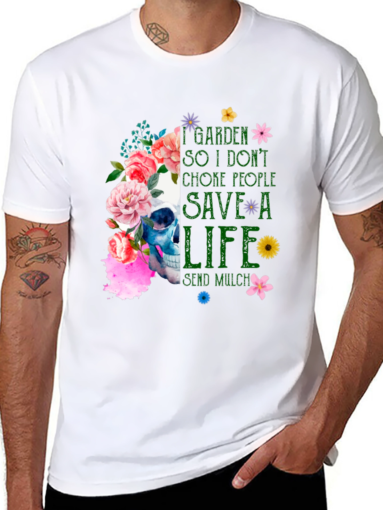 Floral Skull Gardening T-Shirt