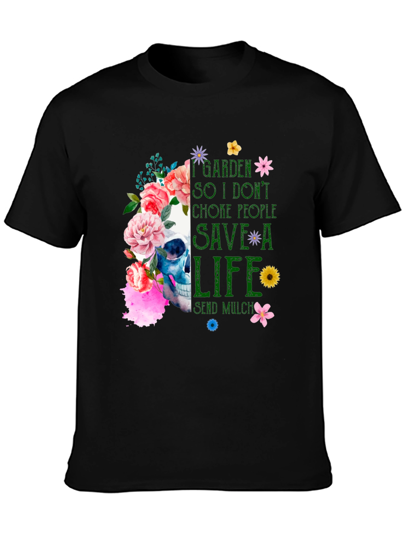 Floral Skull Gardening T-Shirt
