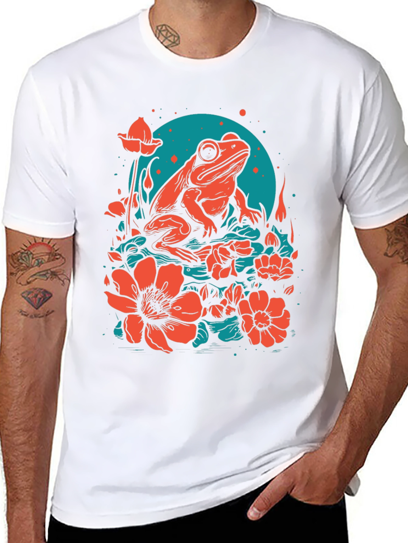 Frog & Flower Graphic Tee - Unique Design