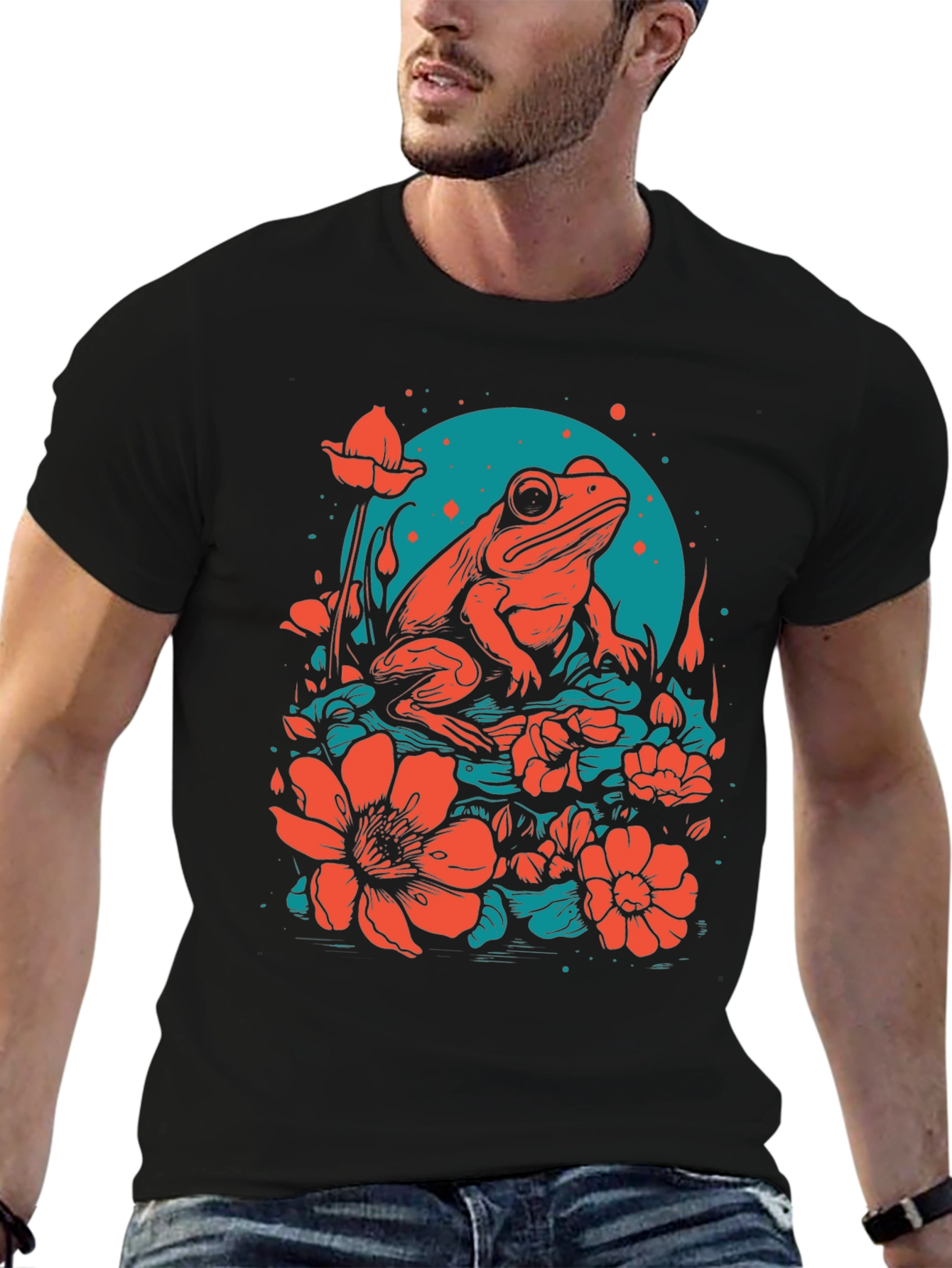 Frog & Flower Graphic Tee - Unique Design