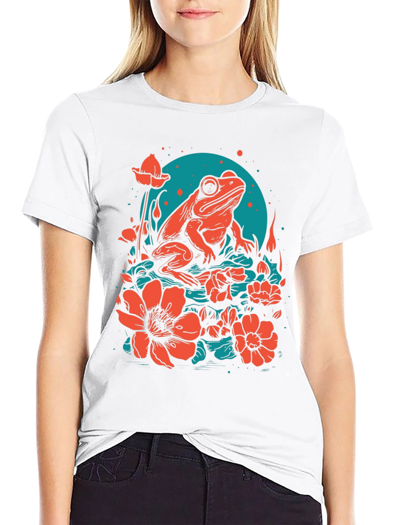 Frog & Flower Graphic Tee - Unique Design