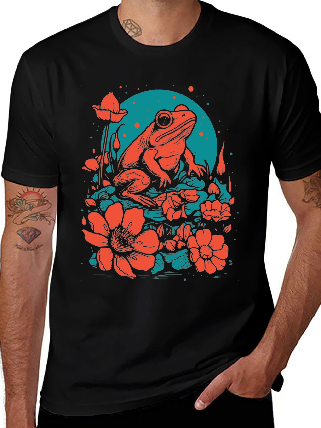 Frog & Flower Graphic Tee - Unique Design