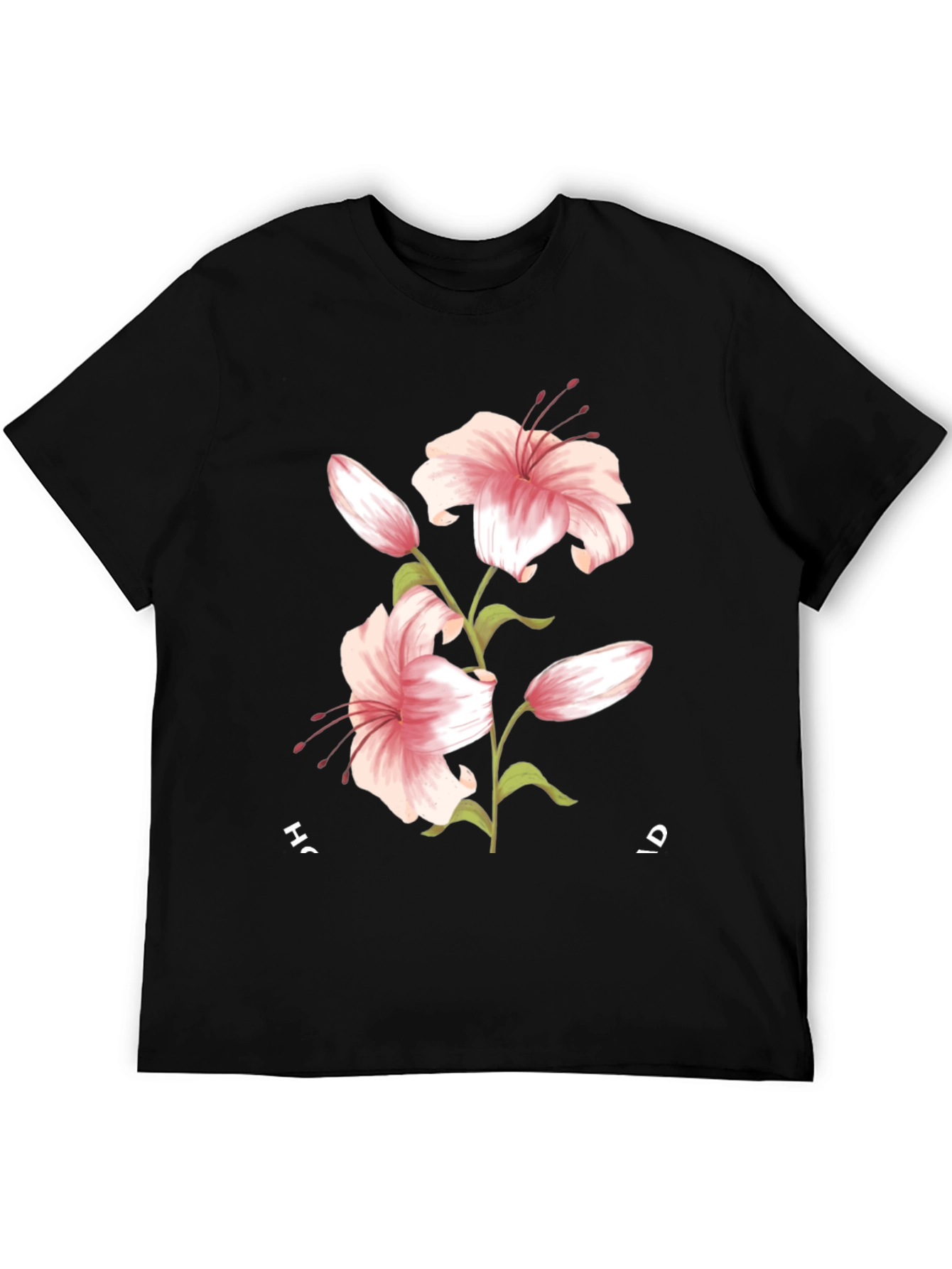 Floral Lily Graphic Black T-Shirt