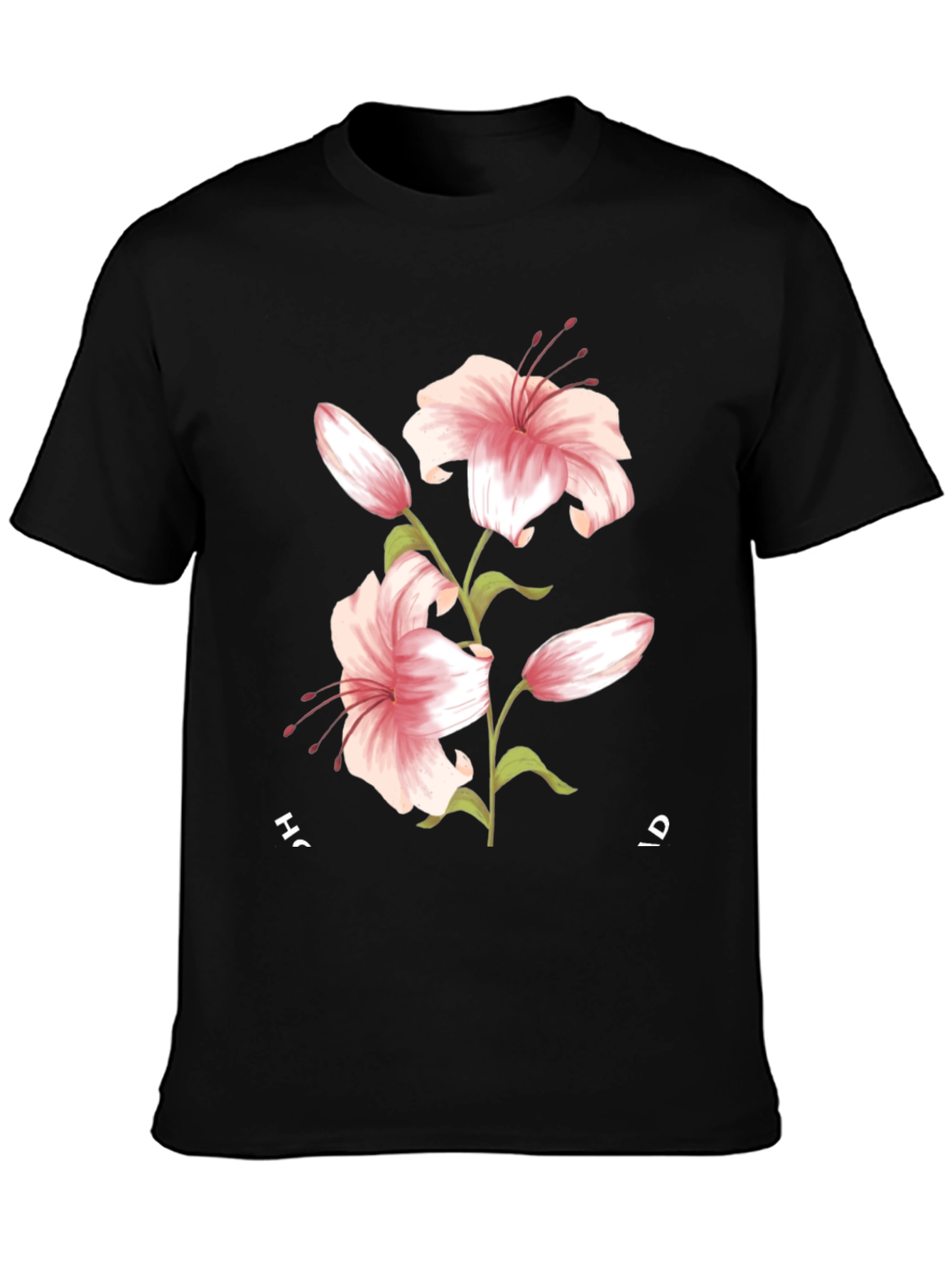 Floral Lily Graphic Black T-Shirt