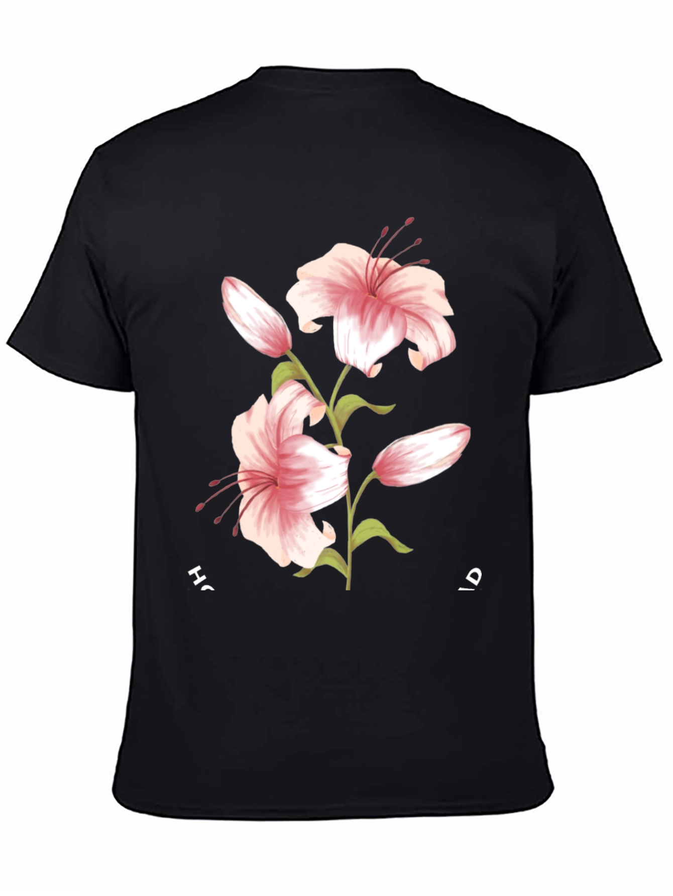 Floral Lily Graphic Black T-Shirt