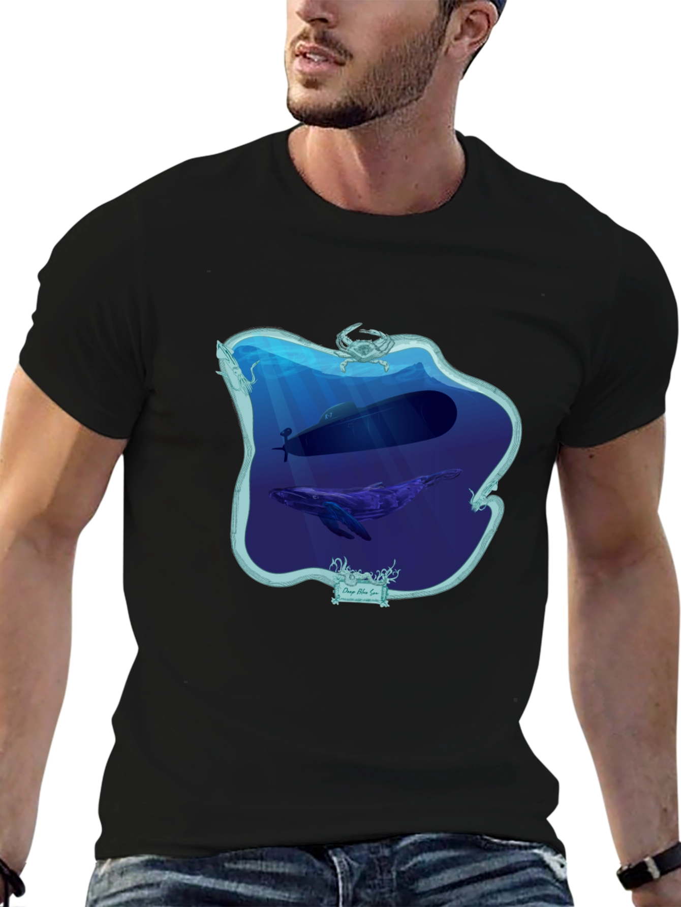Deep Sea Submarine Whale Graphic T-Shirt