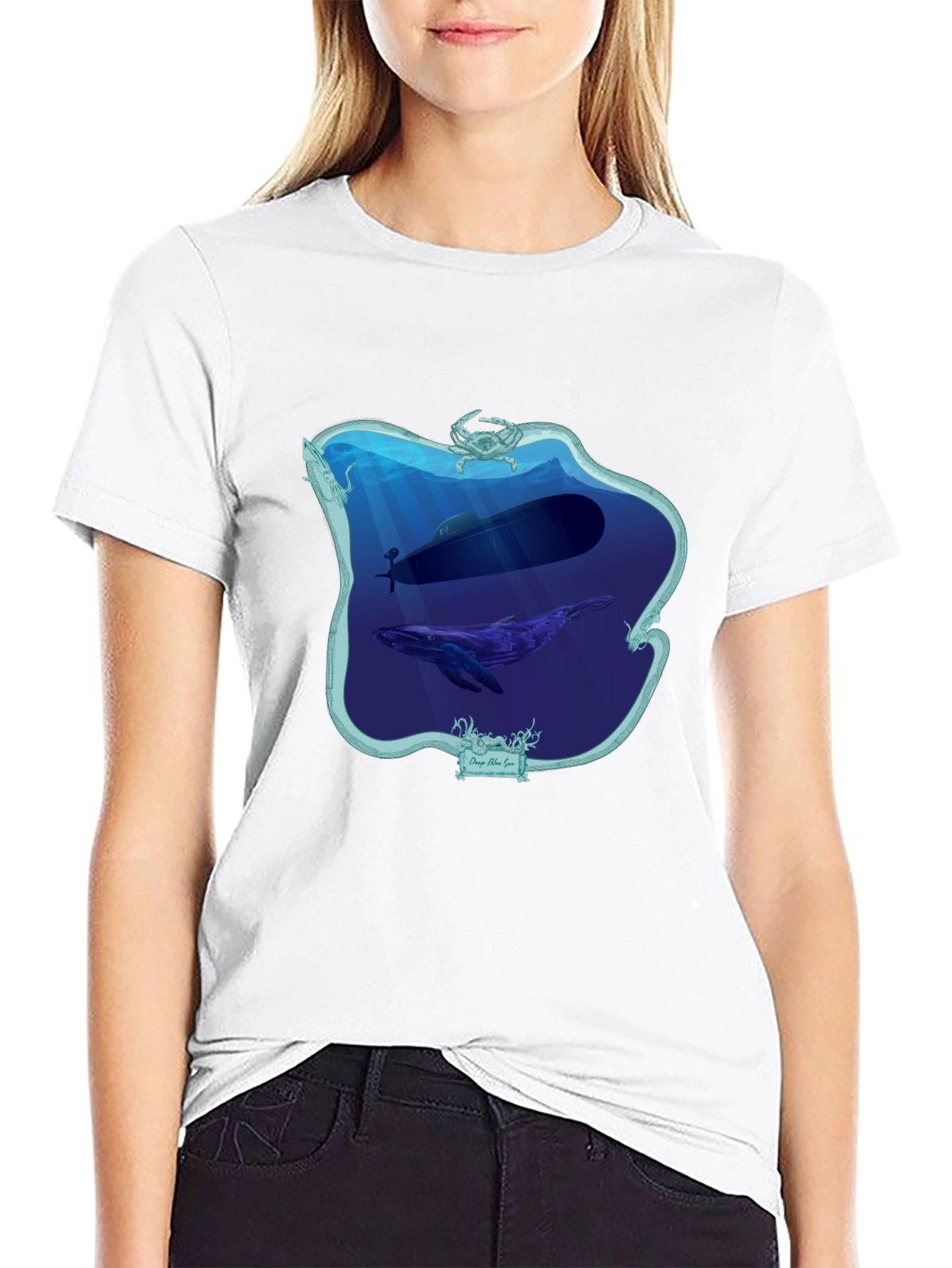 Deep Sea Submarine Whale Graphic T-Shirt