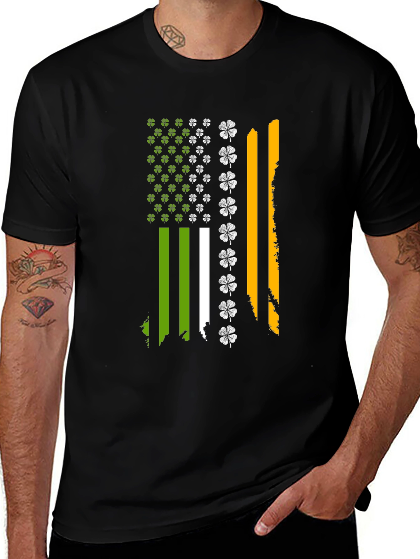 Irish Flag Shamrock Mens T-Shirt