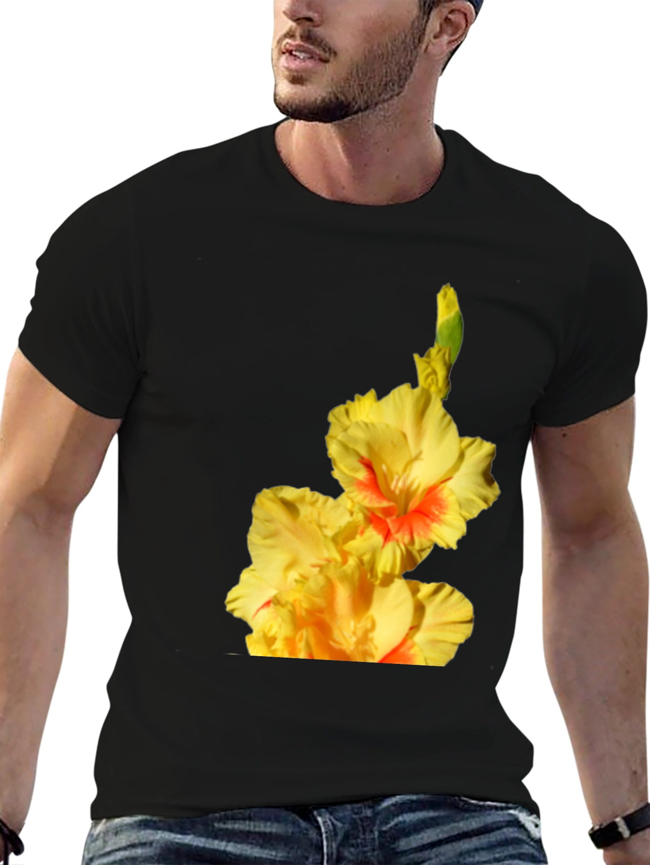 Floral Print T-Shirt: Vibrant Gladiolus Design
