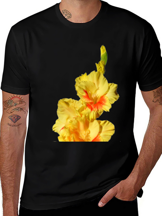 Floral Print T-Shirt: Vibrant Gladiolus Design