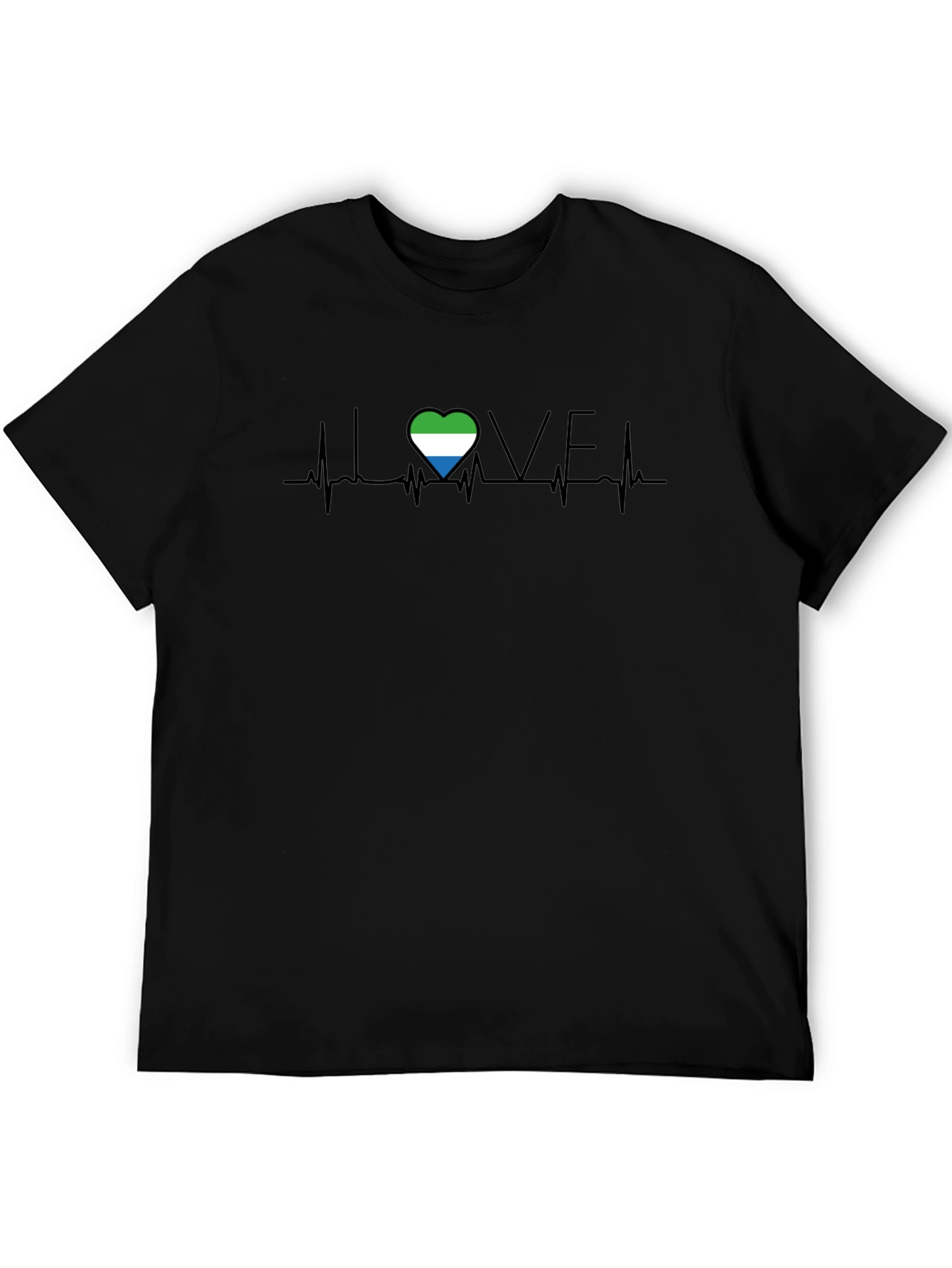 Sierra Leone Love Heartbeat T-Shirt - Black