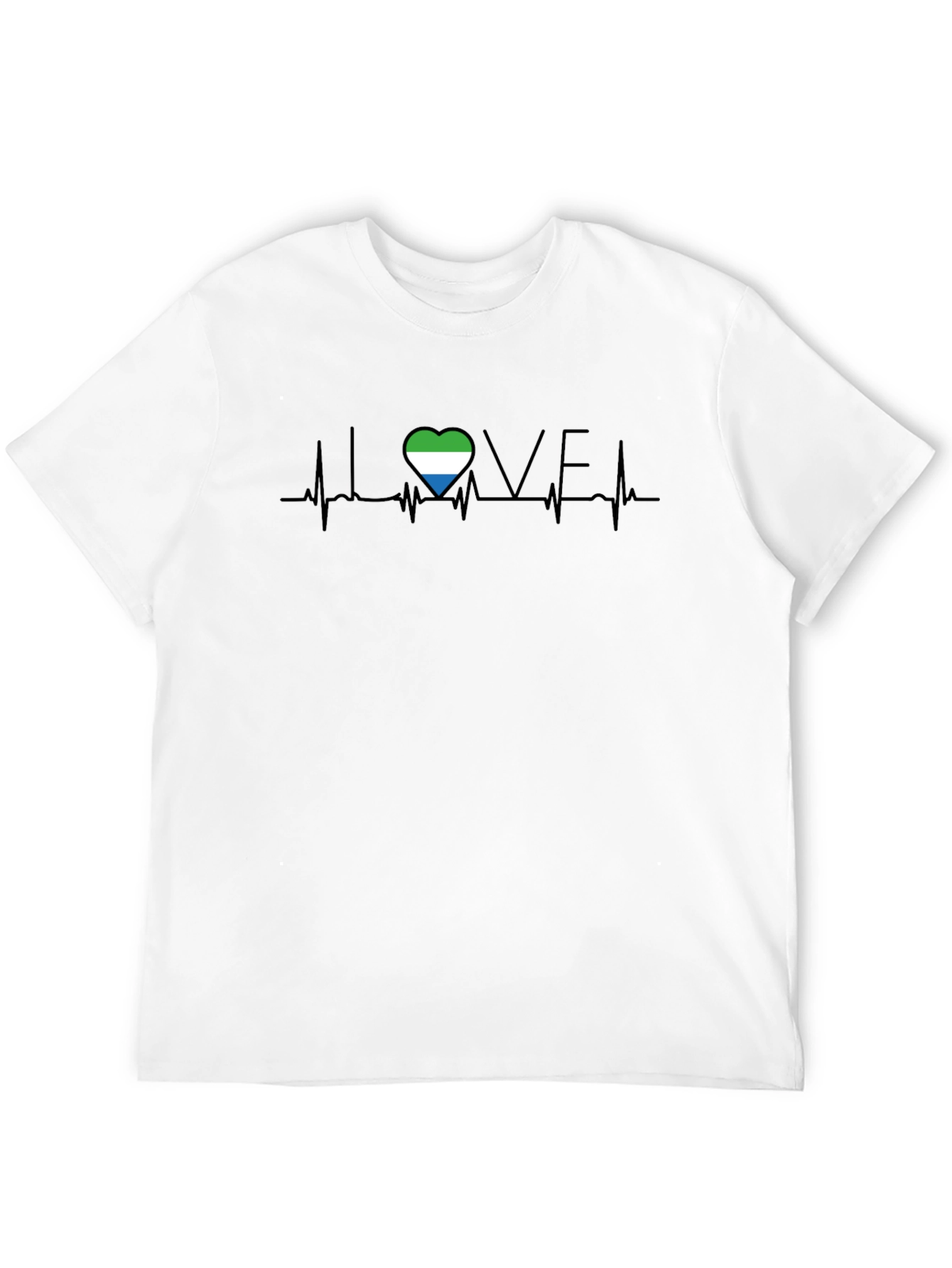 Sierra Leone Love Heartbeat T-Shirt - Black