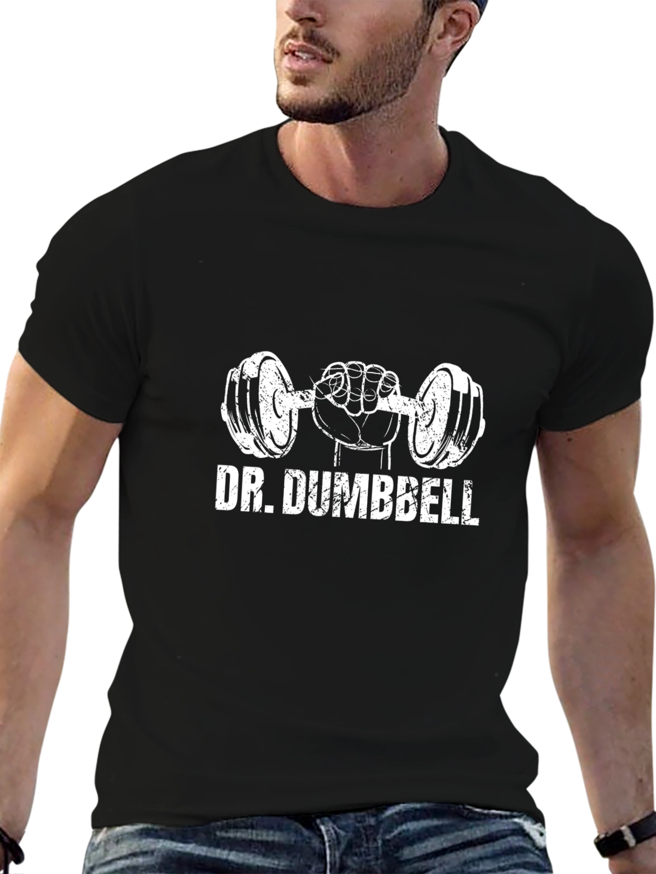 Dr. Dumbbell Black Graphic T-Shirt