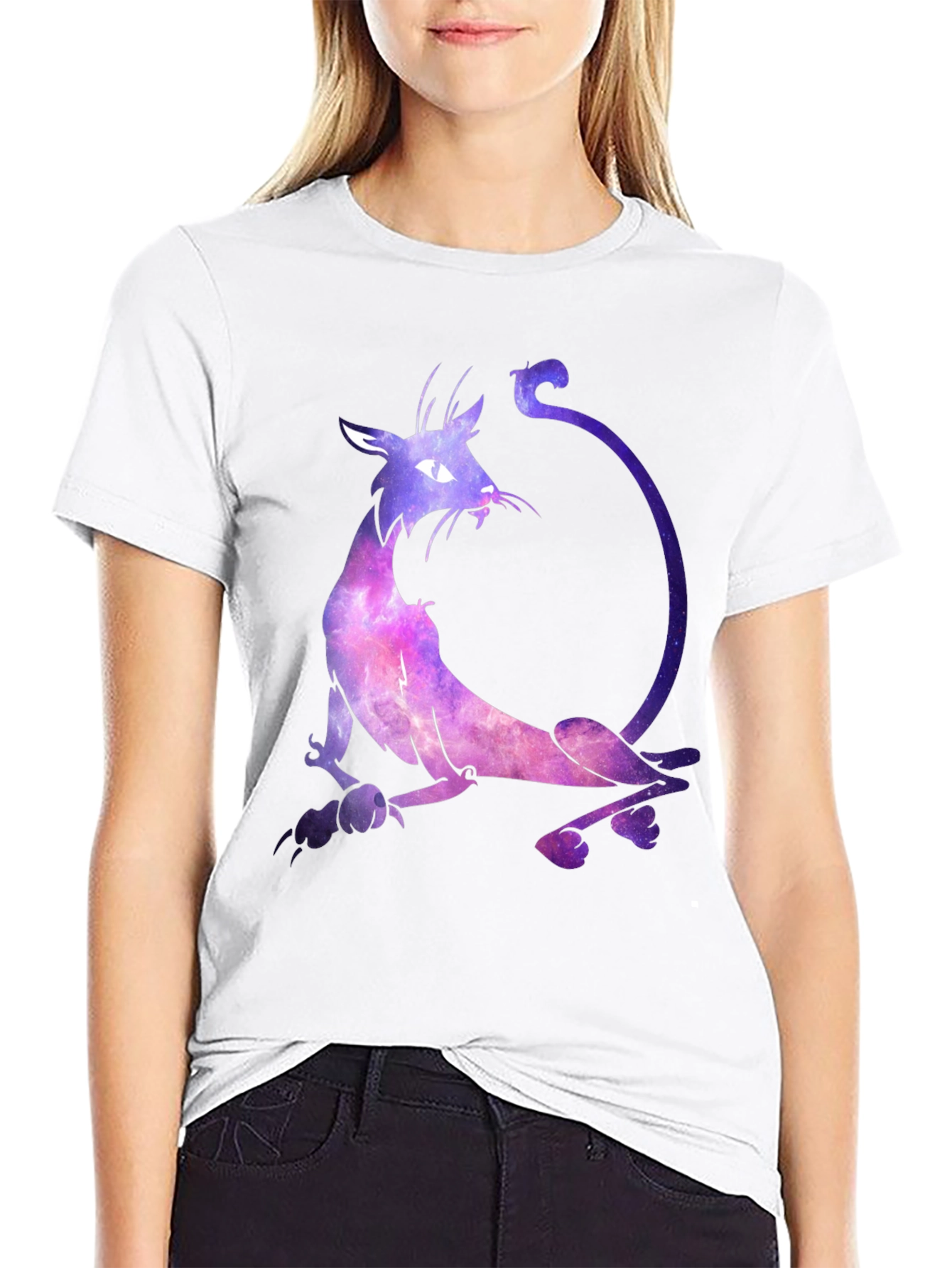 Cosmic Cat Graphic Black T-Shirt