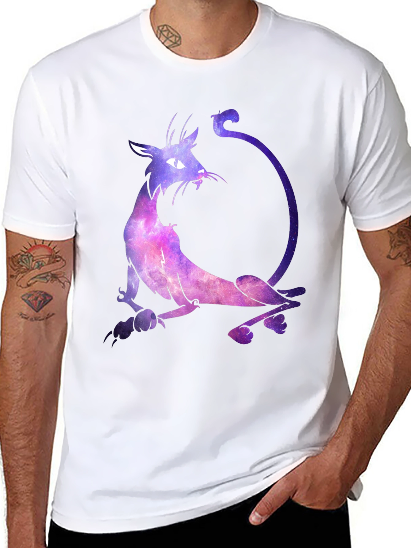 Cosmic Cat Graphic Black T-Shirt