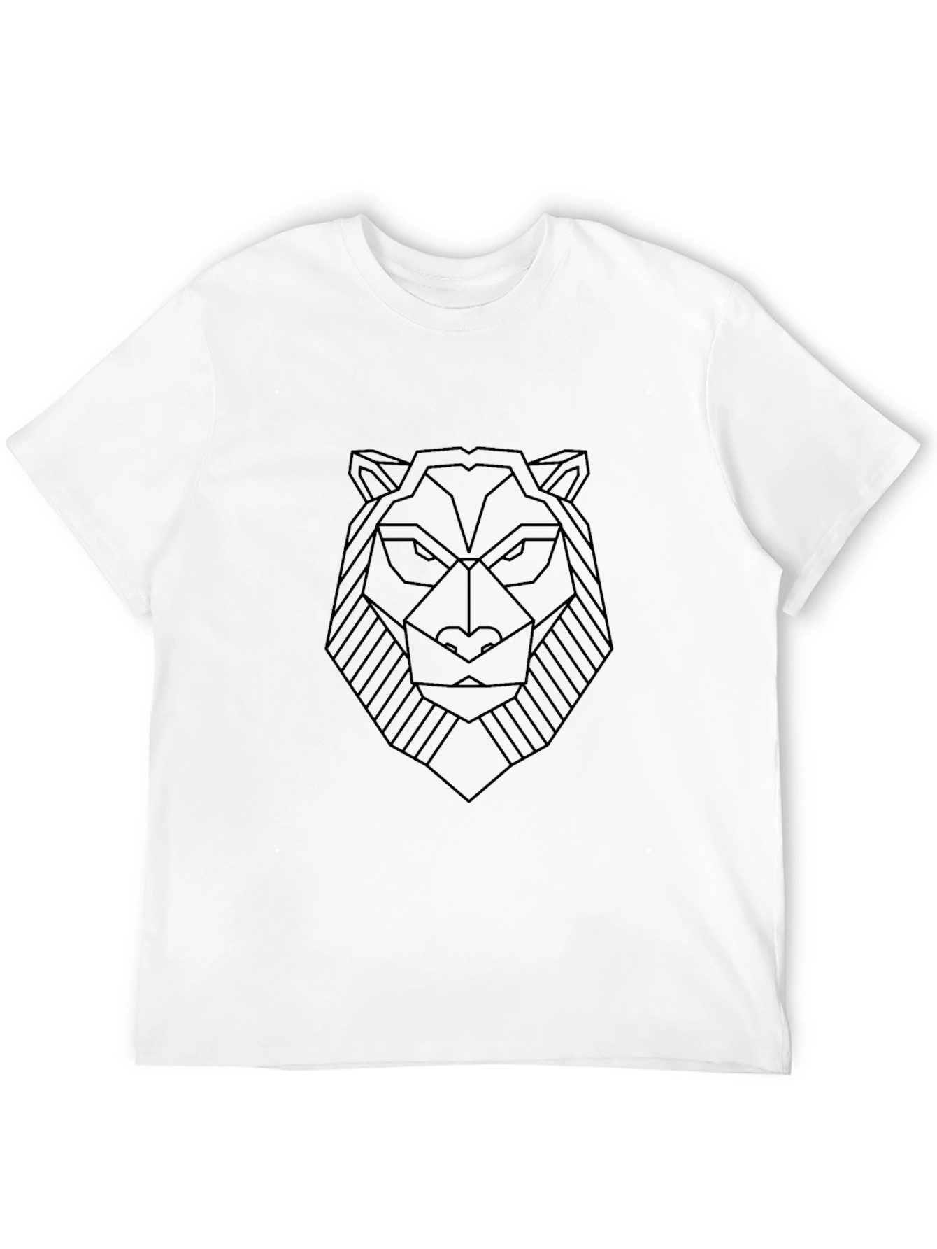 Geometric Lion Head Graphic T-Shirt - Black