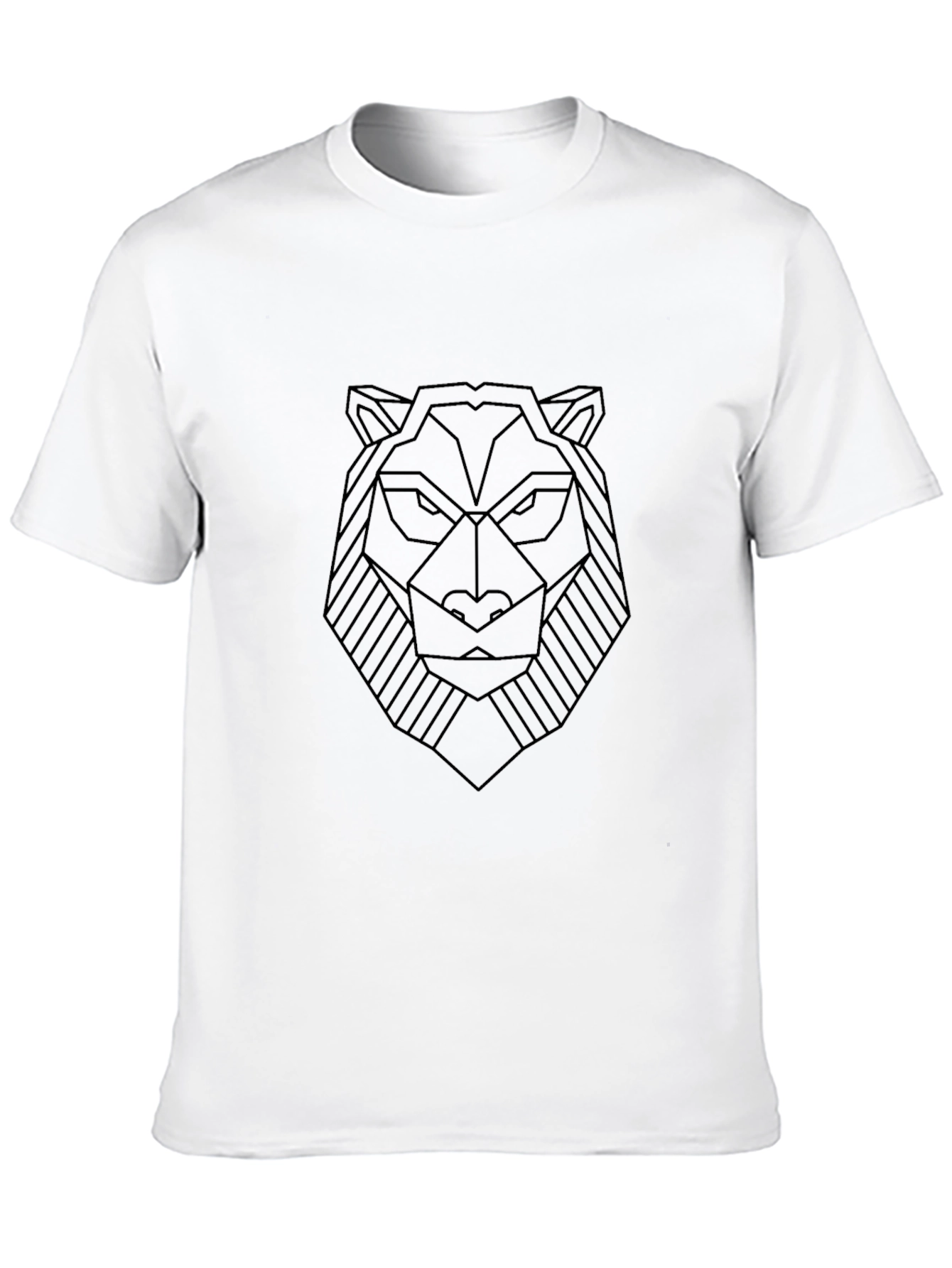 Geometric Lion Head Graphic T-Shirt - Black