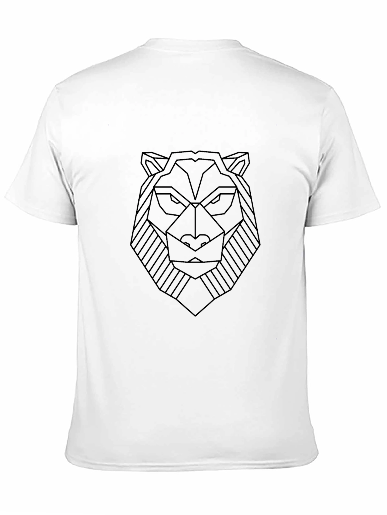 Geometric Lion Head Graphic T-Shirt - Black