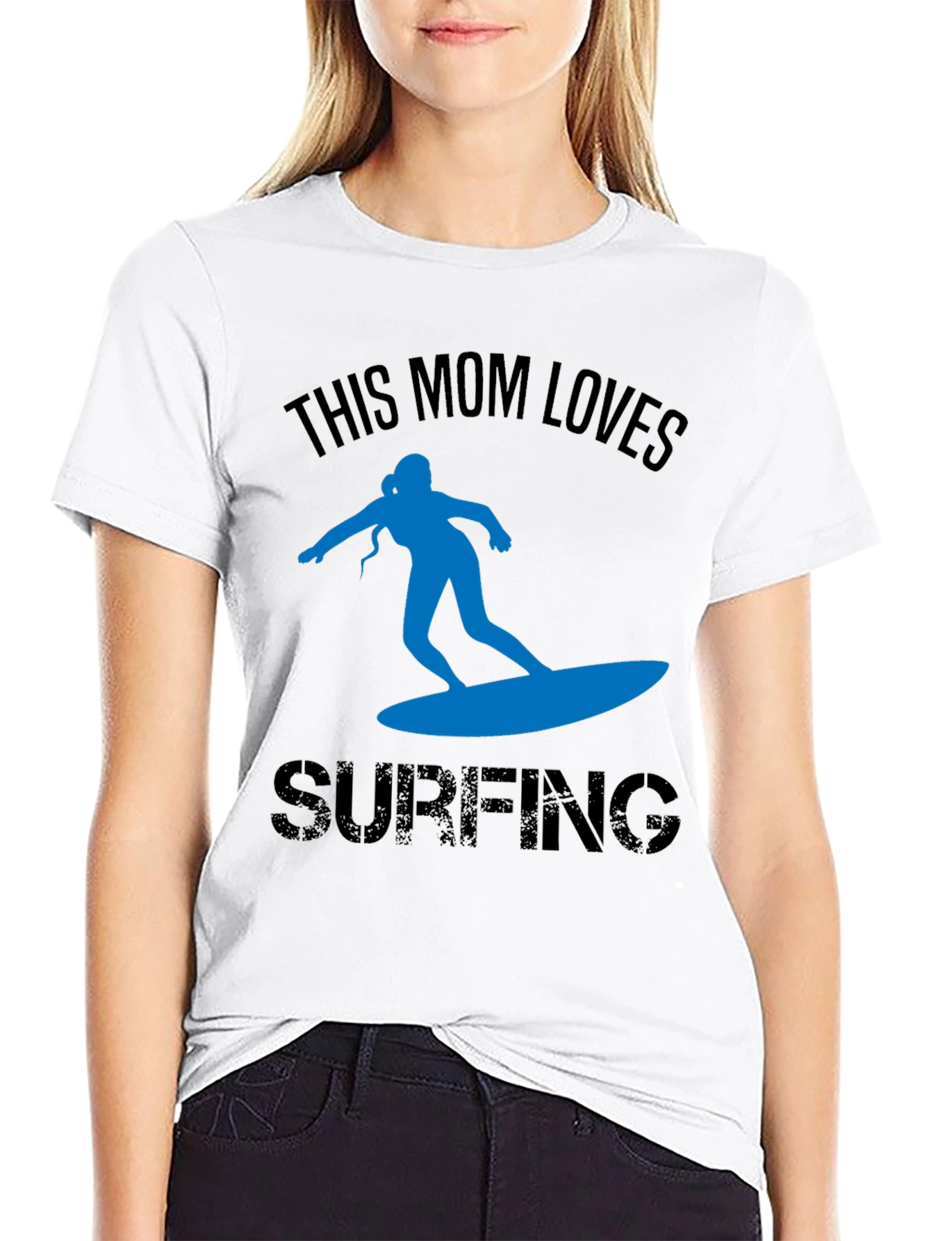 This Mom Loves Surfing T-Shirt - Black