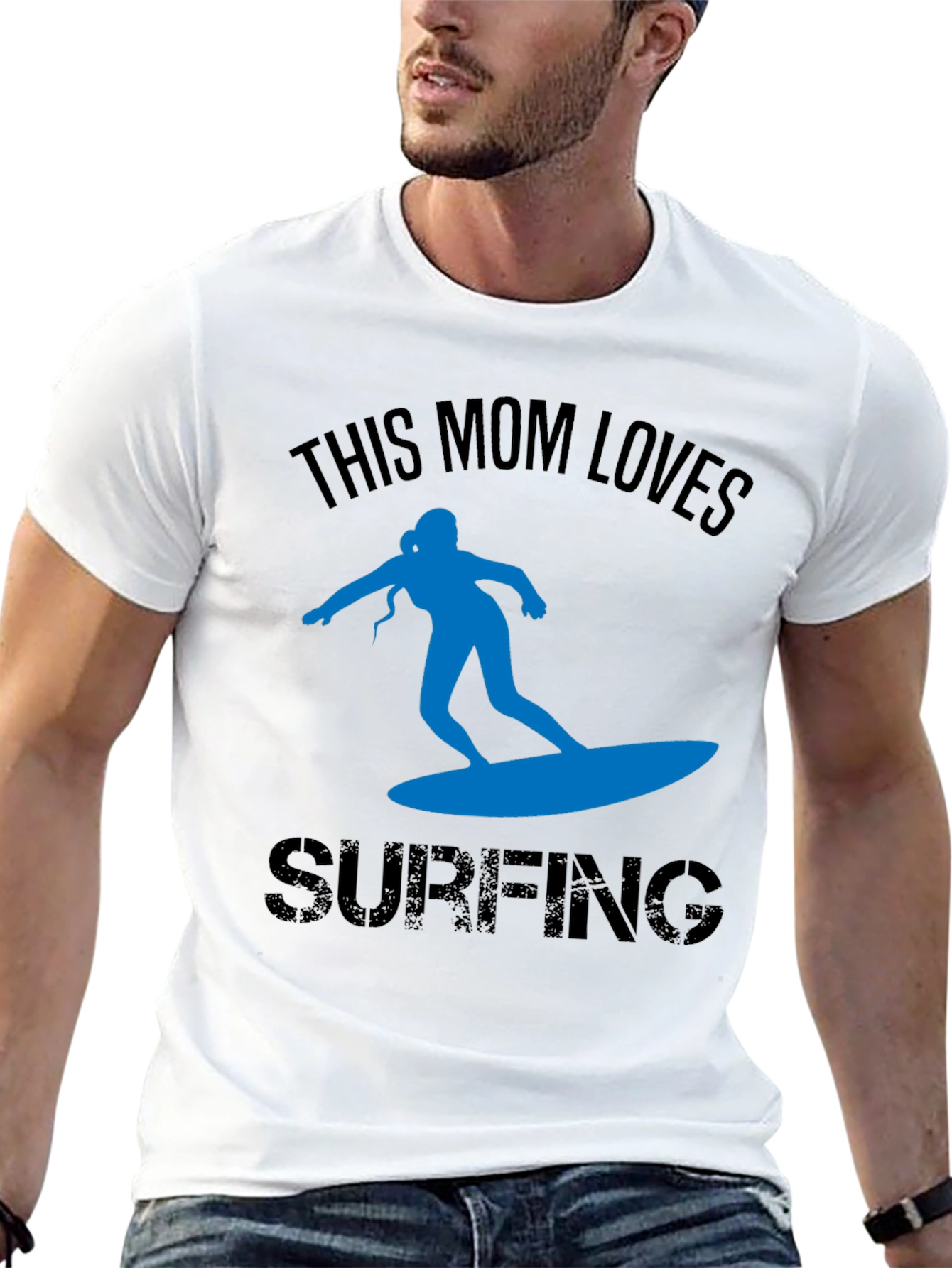 This Mom Loves Surfing T-Shirt - Black