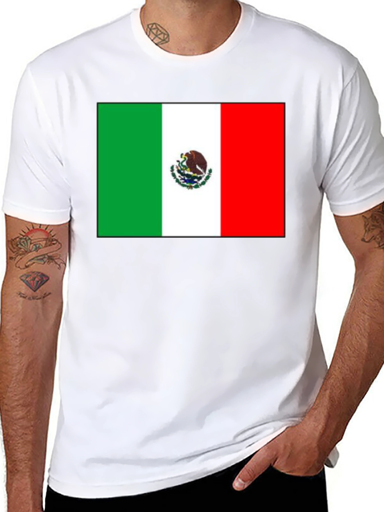 Mexican Flag Graphic T-Shirt - Black Cotton Tee