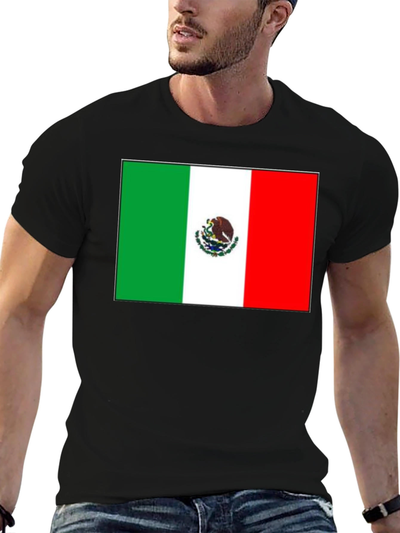 Mexican Flag Graphic T-Shirt - Black Cotton Tee