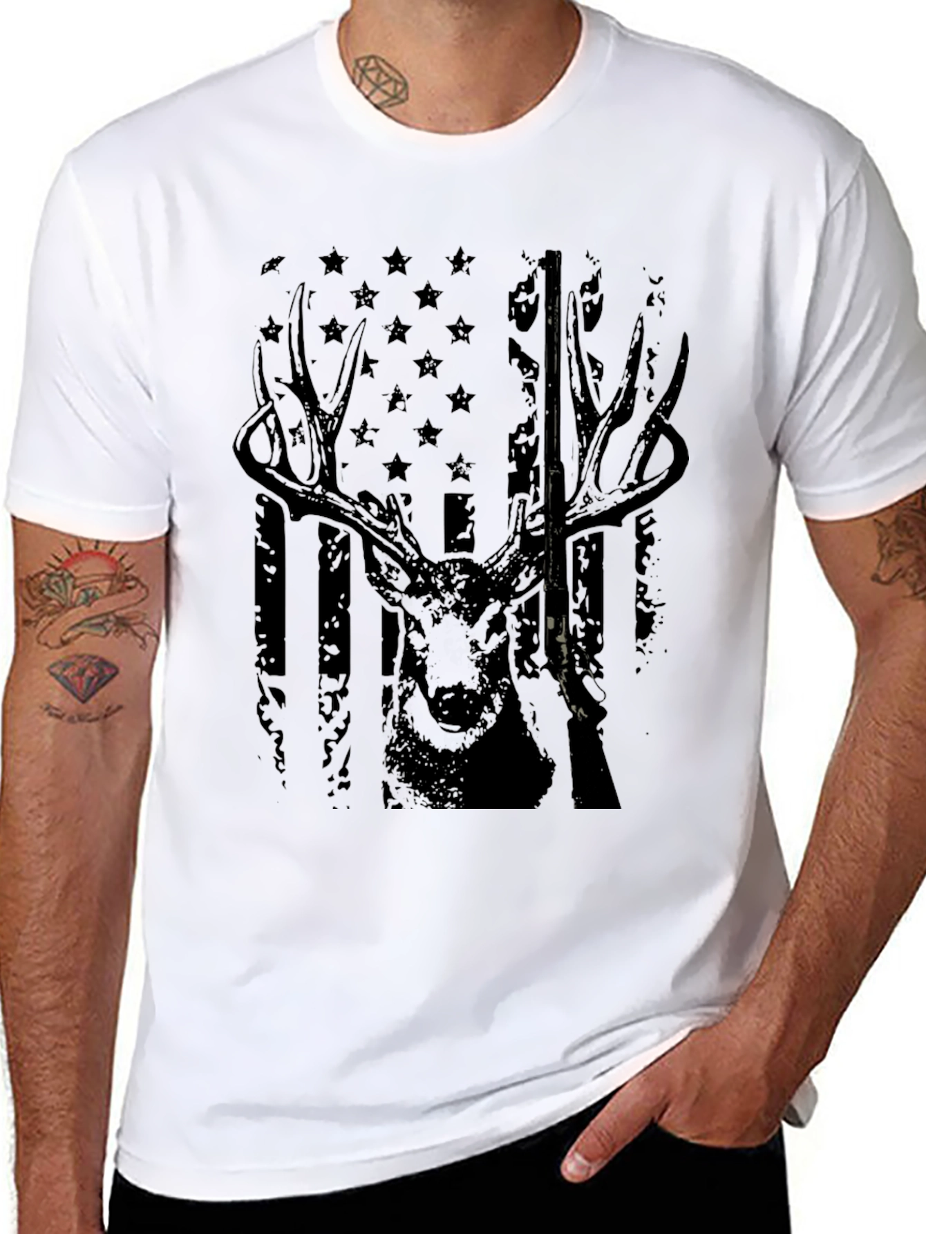 Deer Hunter American Flag Graphic Tee