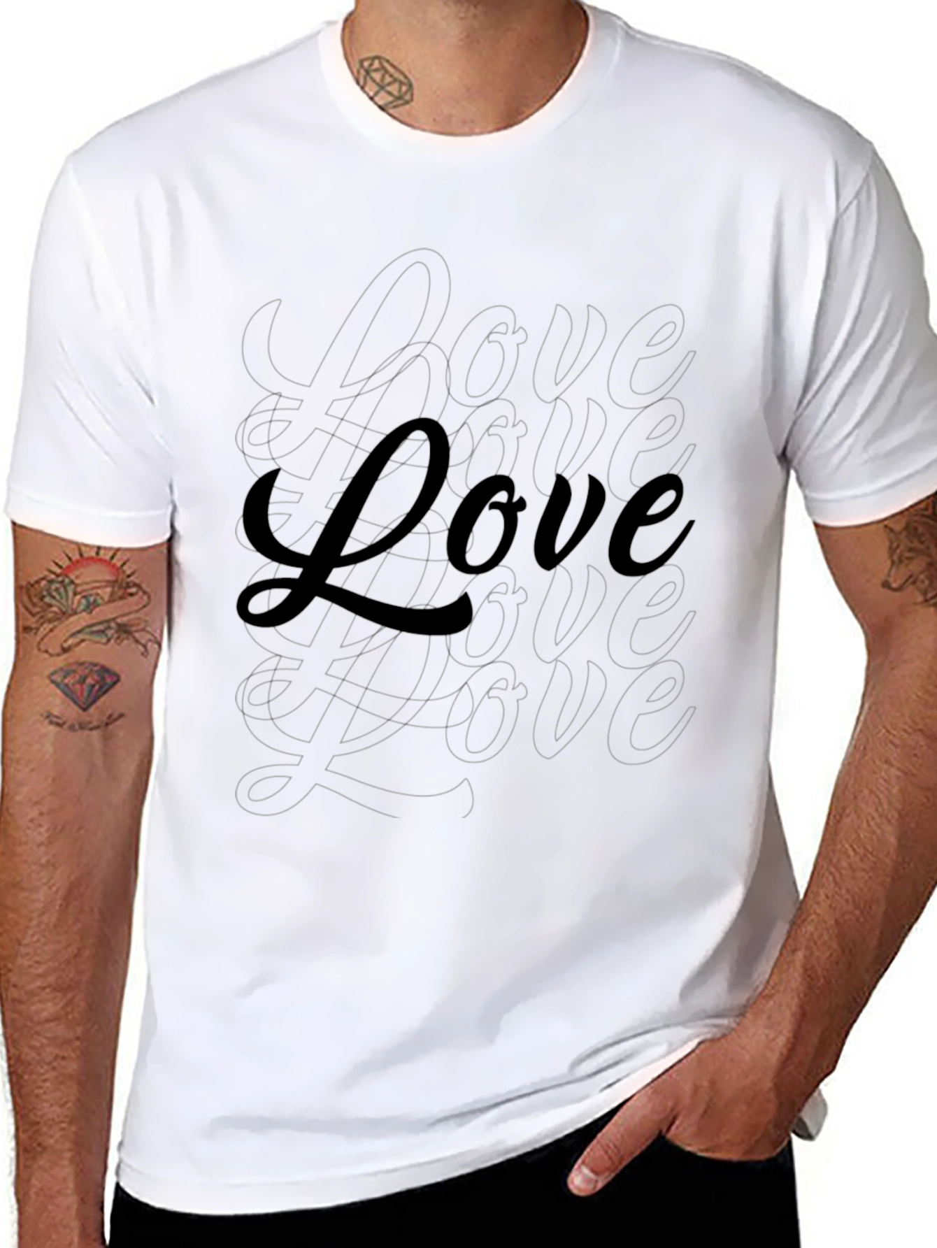 Love Graphic Print Black Cotton Casual T-Shirt