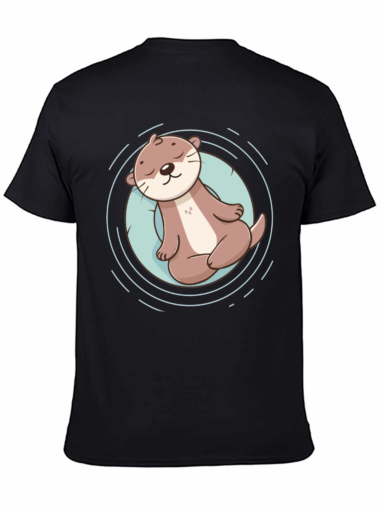 Cute Otter Graphic Tee - Black Cotton T-Shirt