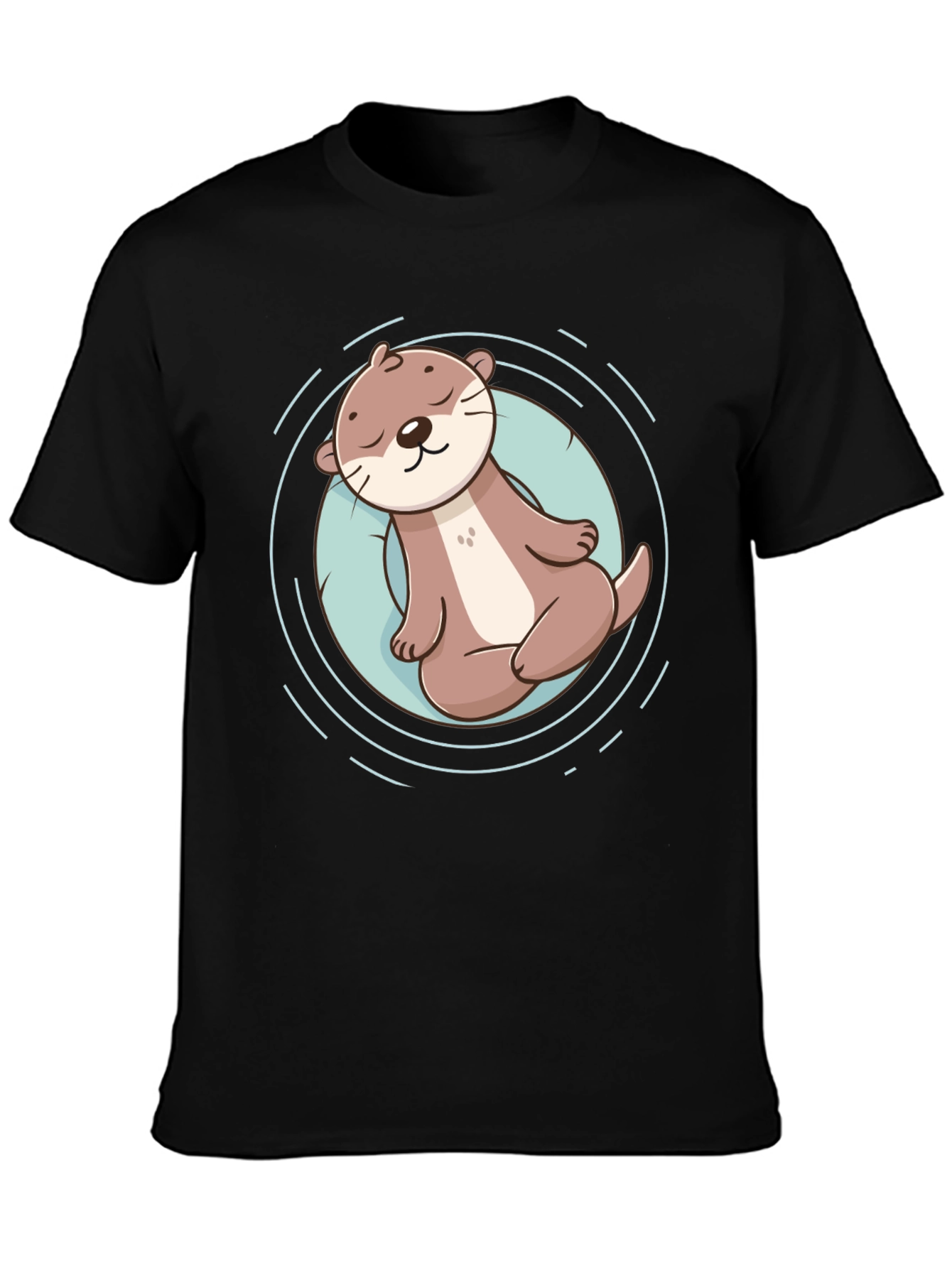Cute Otter Graphic Tee - Black Cotton T-Shirt