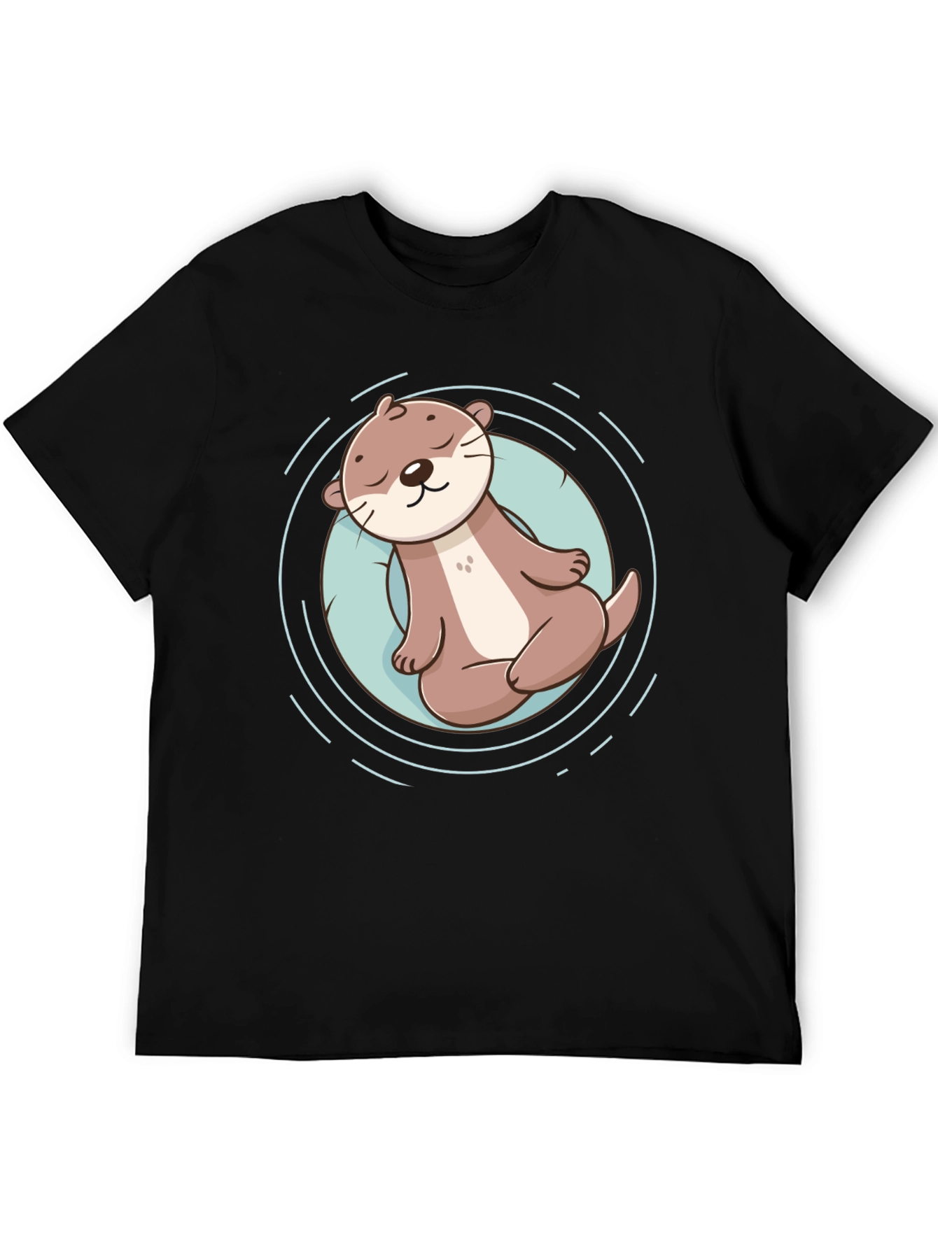 Cute Otter Graphic Tee - Black Cotton T-Shirt