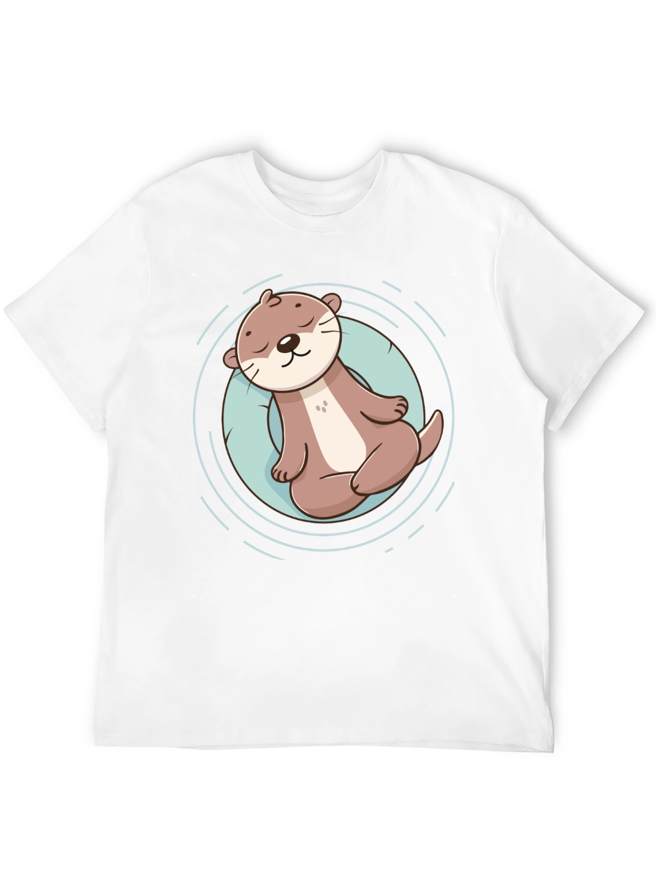 Cute Otter Graphic Tee - Black Cotton T-Shirt