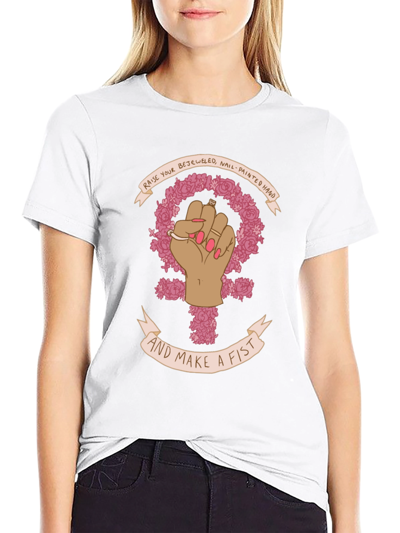 Feminist Fist T-Shirt - Raise Your Bejeweled Hand!