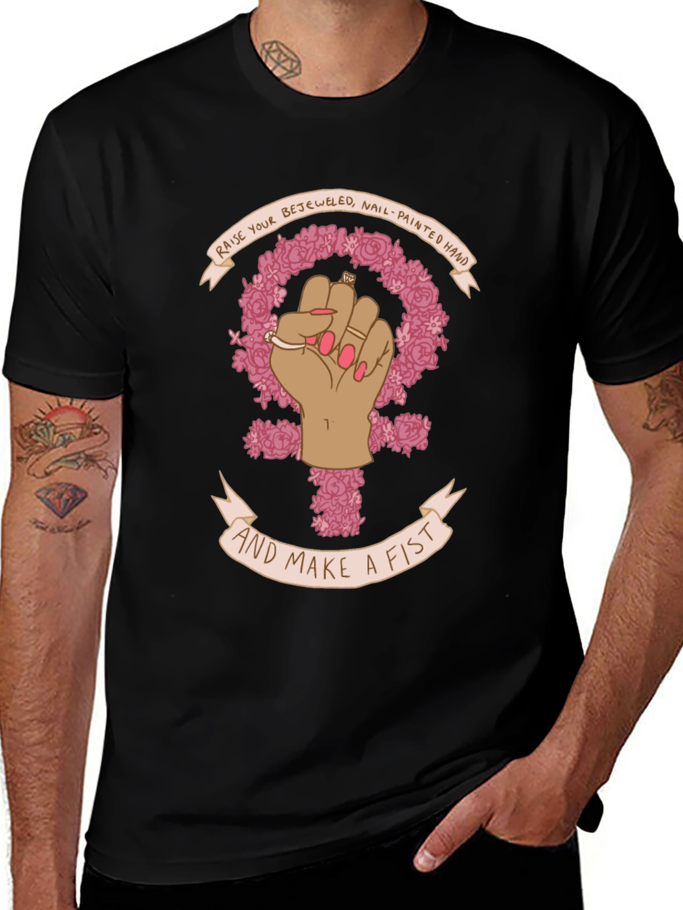 Feminist Fist T-Shirt - Raise Your Bejeweled Hand!