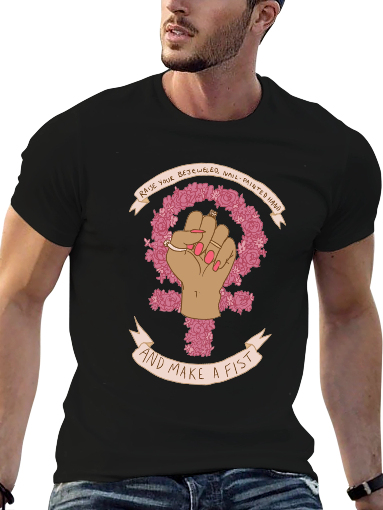 Feminist Fist T-Shirt - Raise Your Bejeweled Hand!