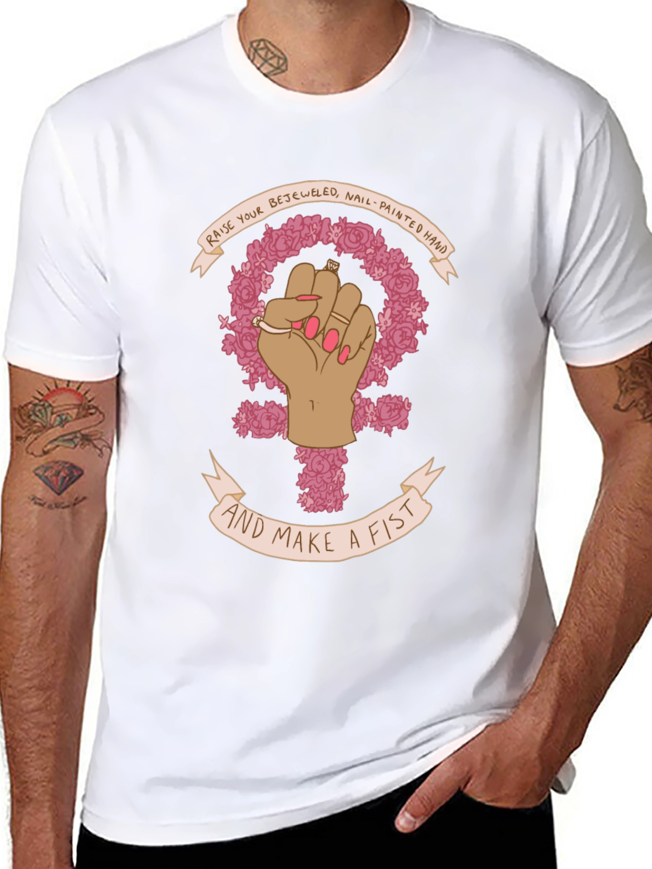 Feminist Fist T-Shirt - Raise Your Bejeweled Hand!