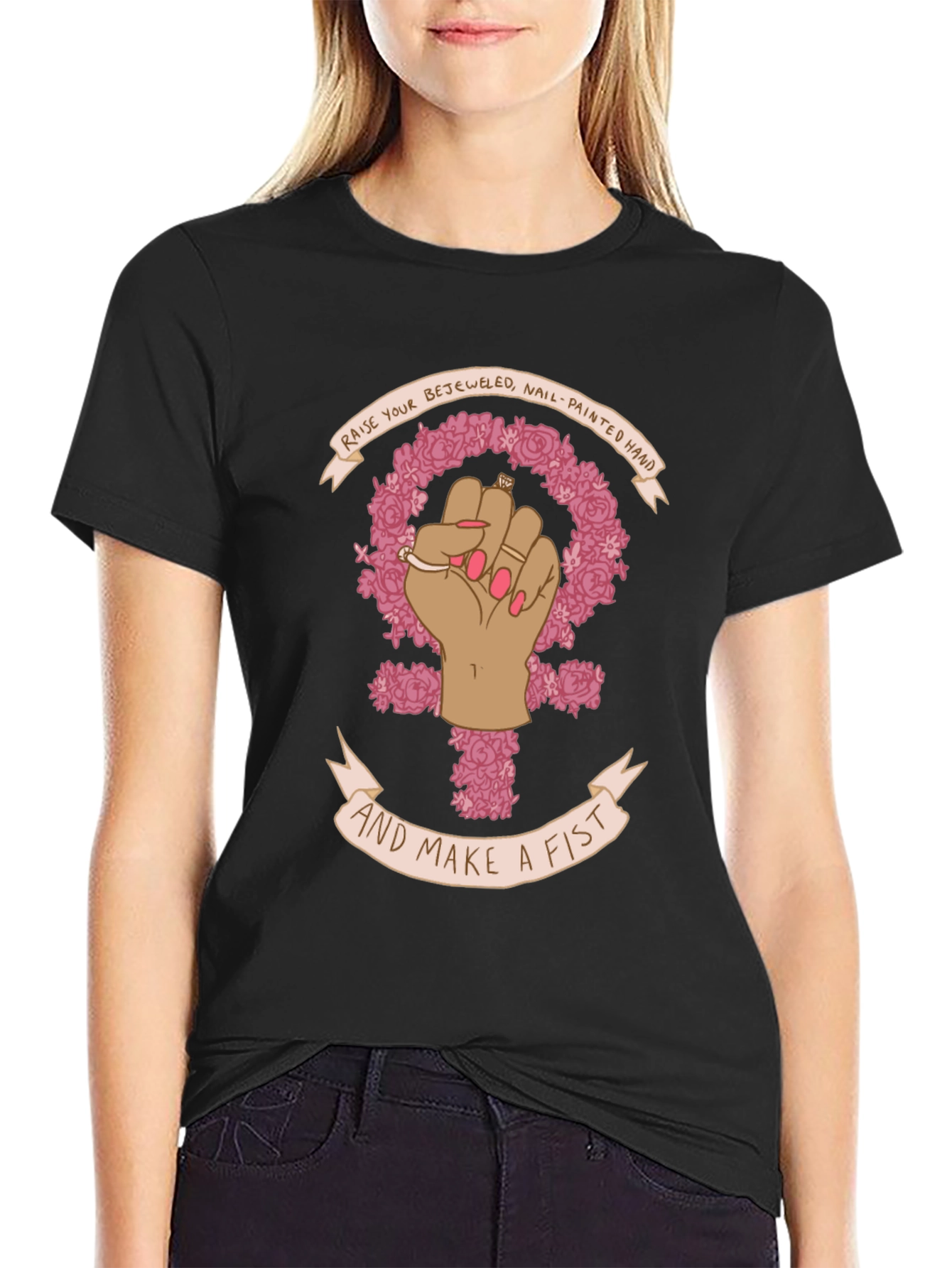 Feminist Fist T-Shirt - Raise Your Bejeweled Hand!