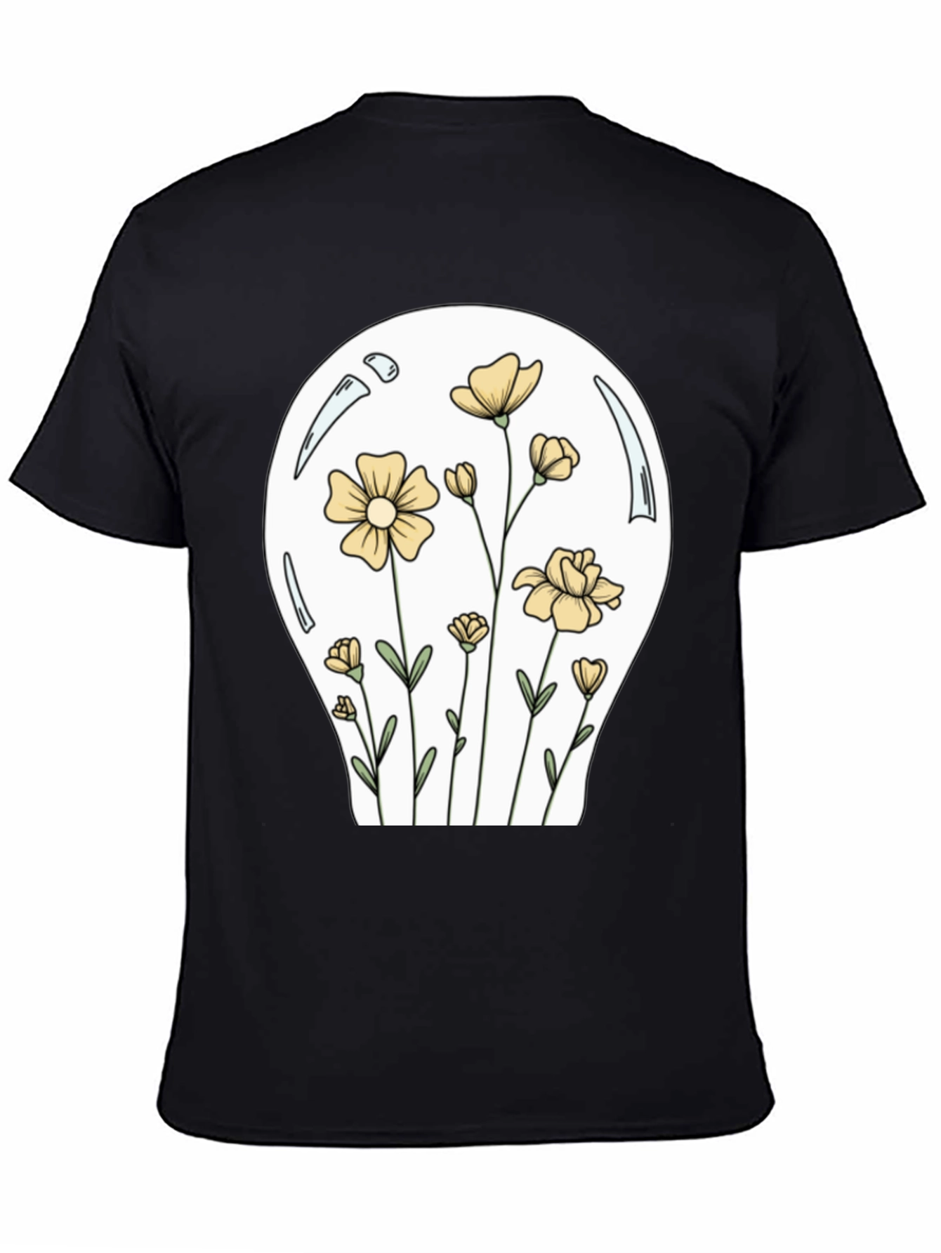 Floral Lightbulb Graphic T-Shirt - Black