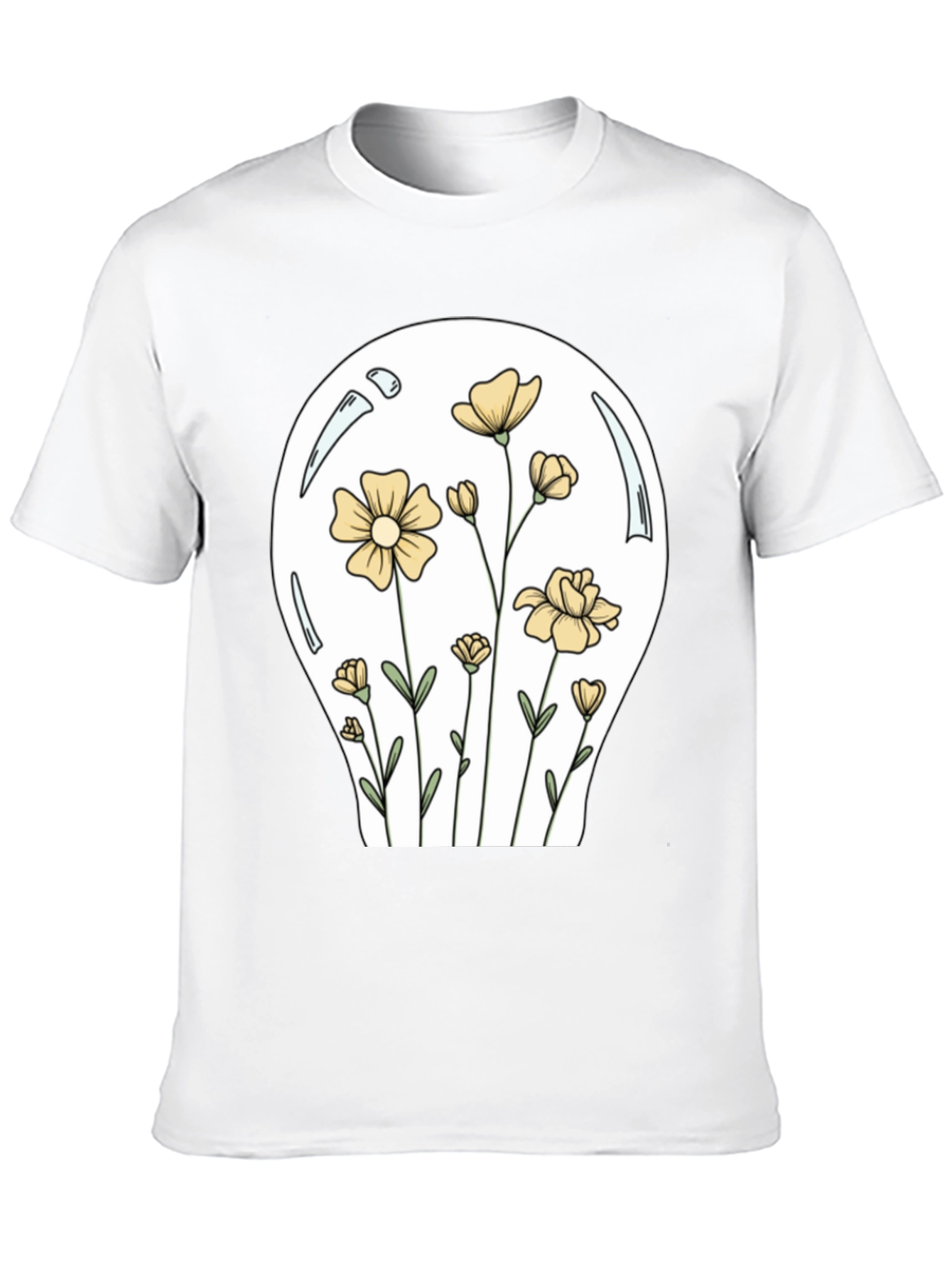 Floral Lightbulb Graphic T-Shirt - Black