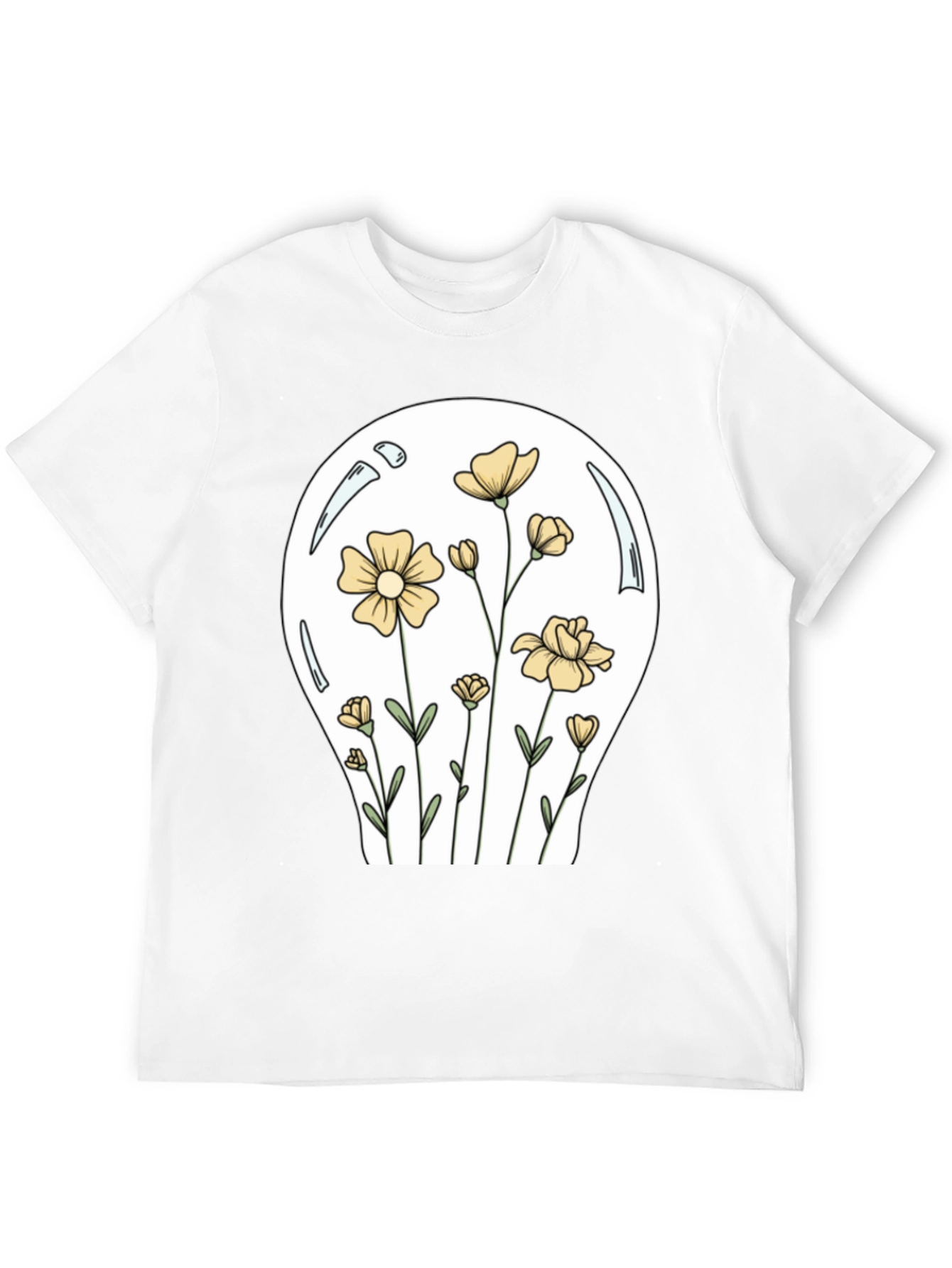 Floral Lightbulb Graphic T-Shirt - Black