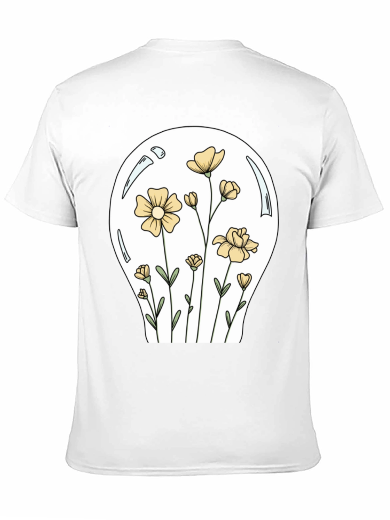 Floral Lightbulb Graphic T-Shirt - Black