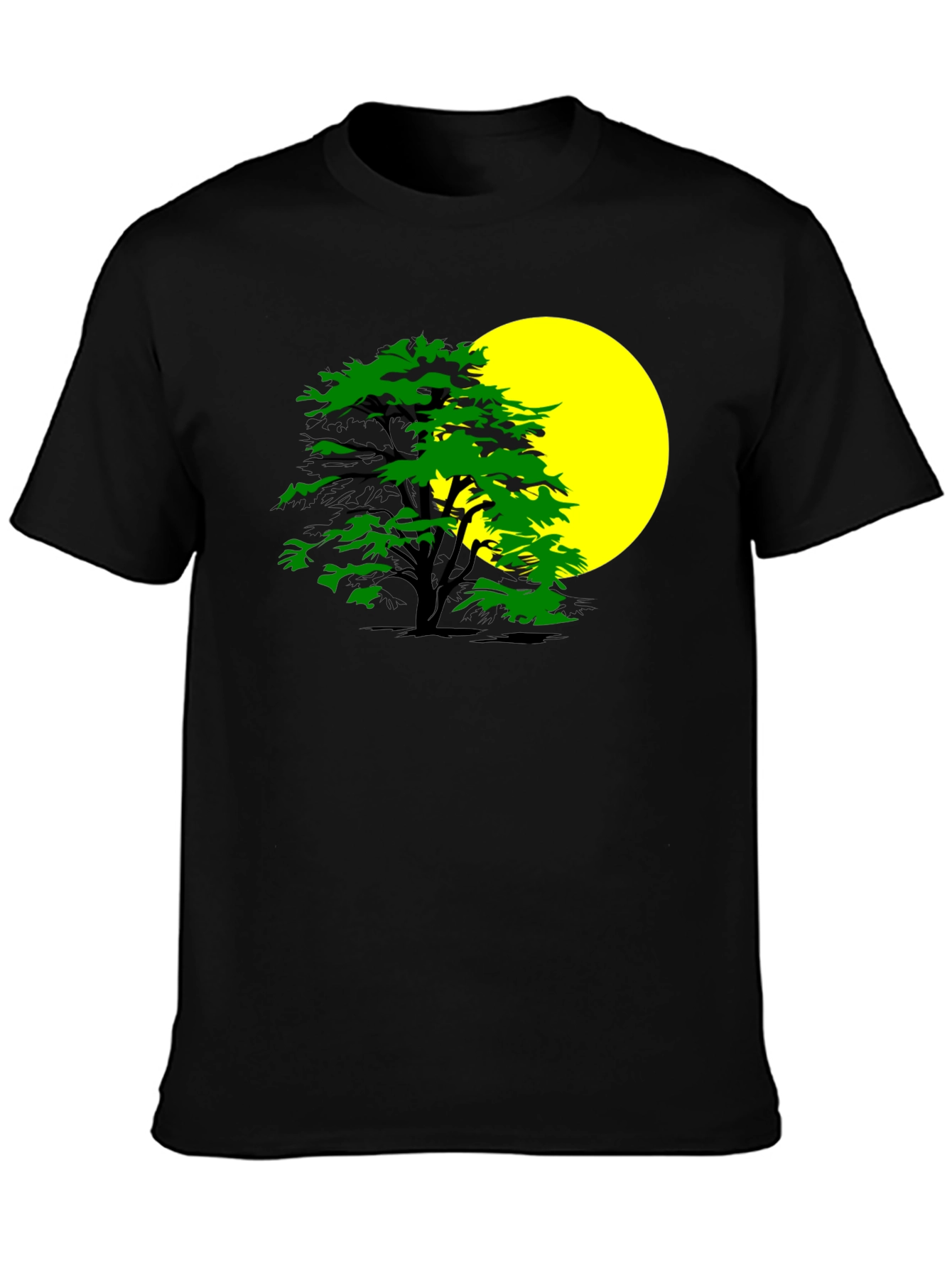 Nature Inspired Graphic Tee - Tree & Moon Design