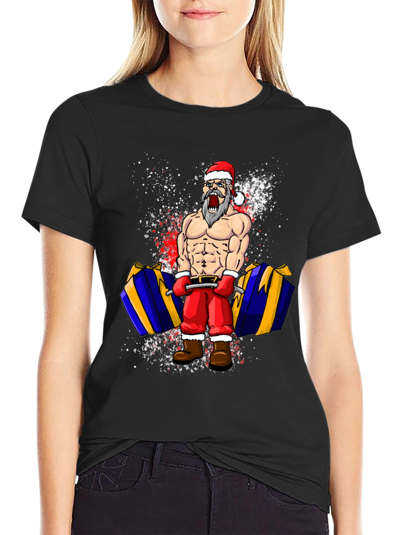 Funny Santa Lifting T-Shirt
