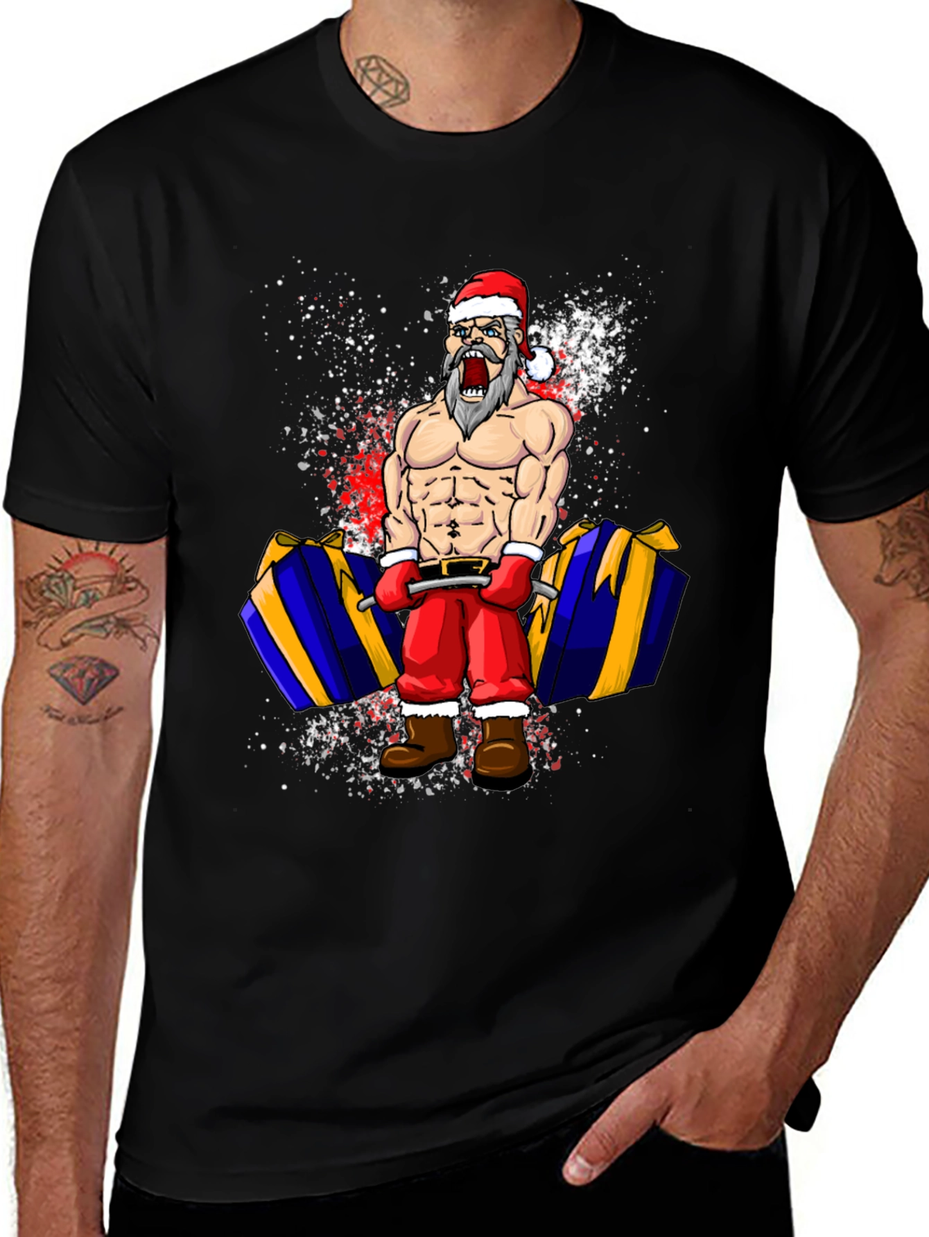 Funny Santa Lifting T-Shirt