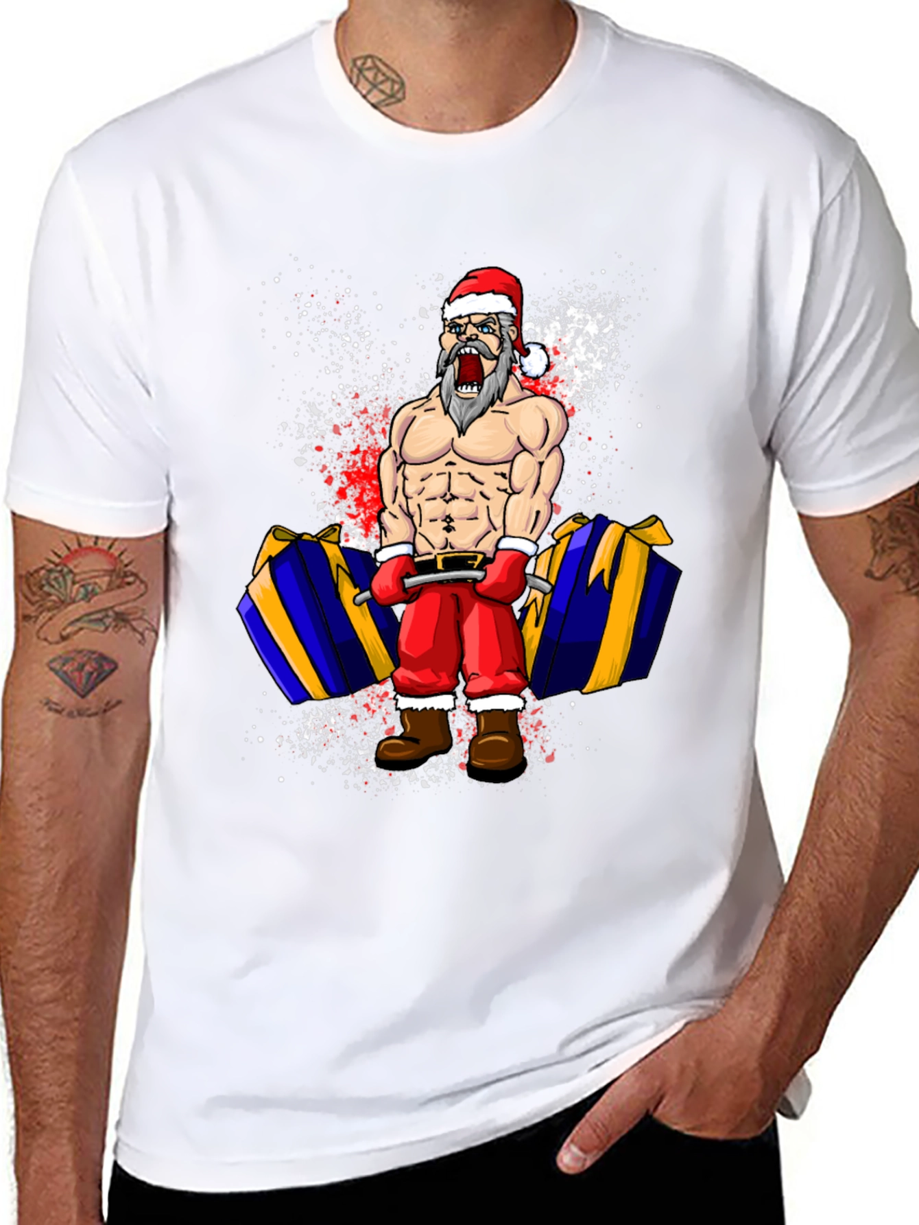 Funny Santa Lifting T-Shirt