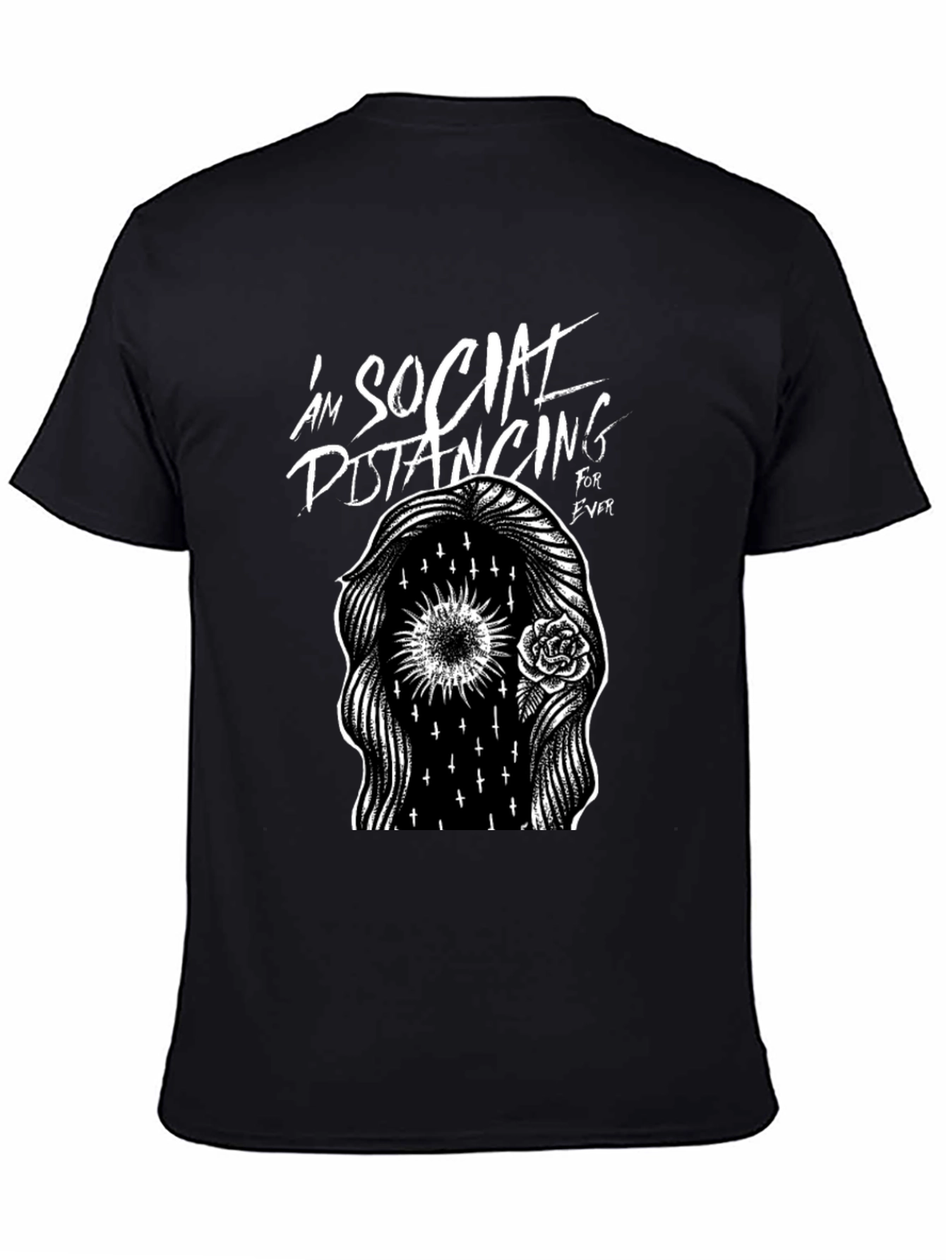 Social Distancing Forever Black Graphic Tee
