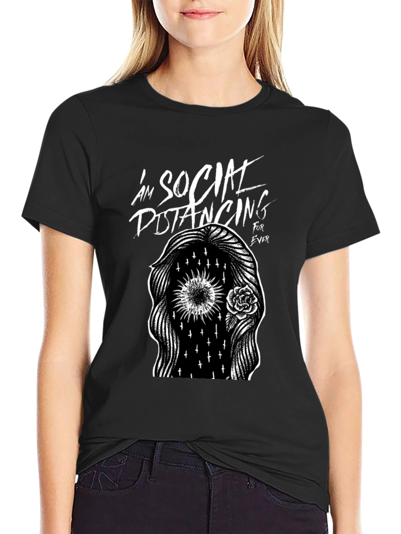 Social Distancing Forever Black Graphic Tee