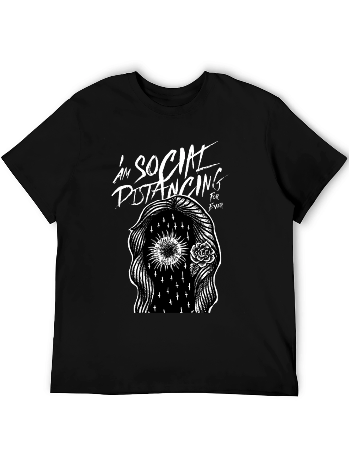 Social Distancing Forever Black Graphic Tee